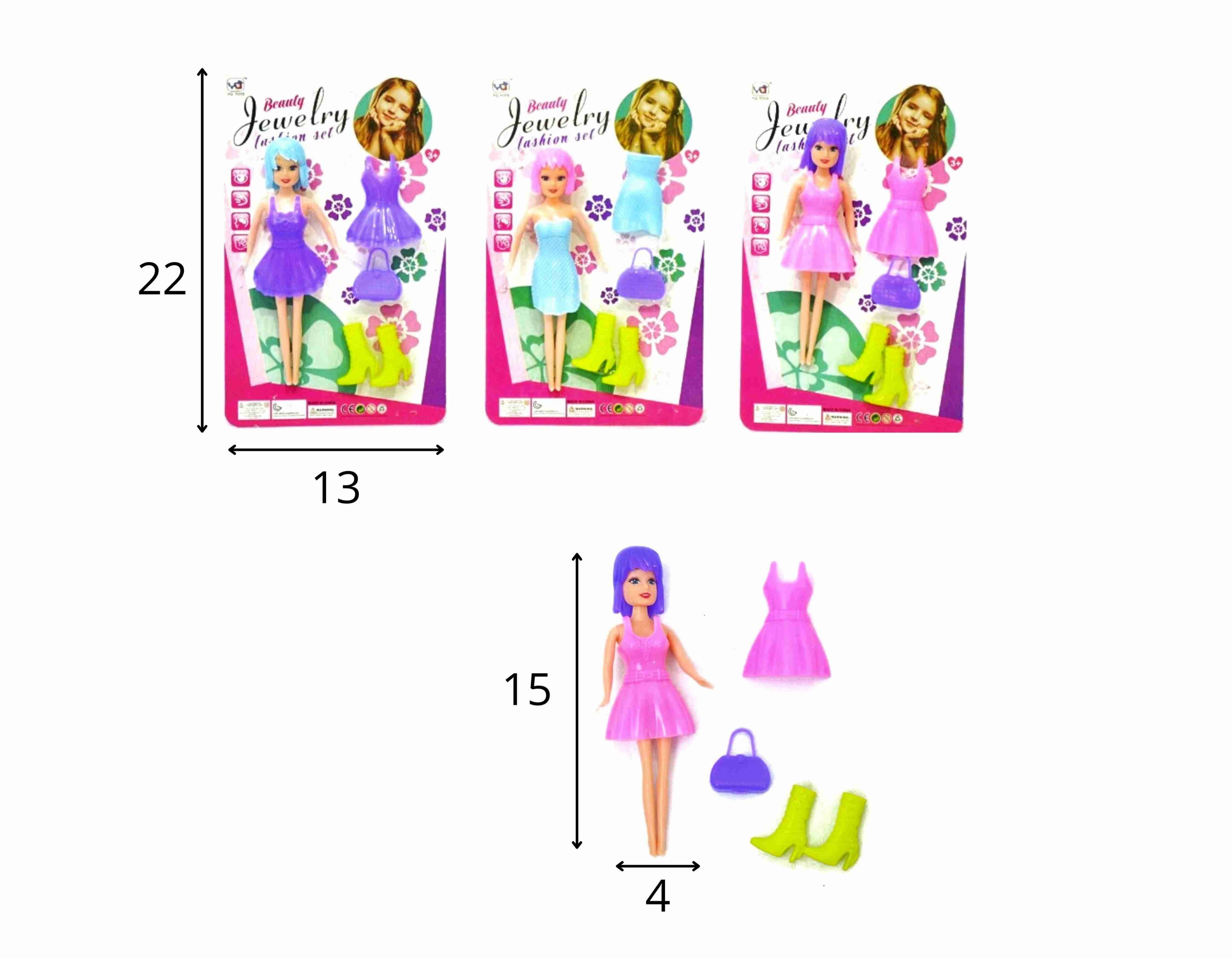 D - CARTELA BONECA JEWELRY COM ACESSÓRIOS E CORES VARIADAS (PRODUTO 1ª LINHA)