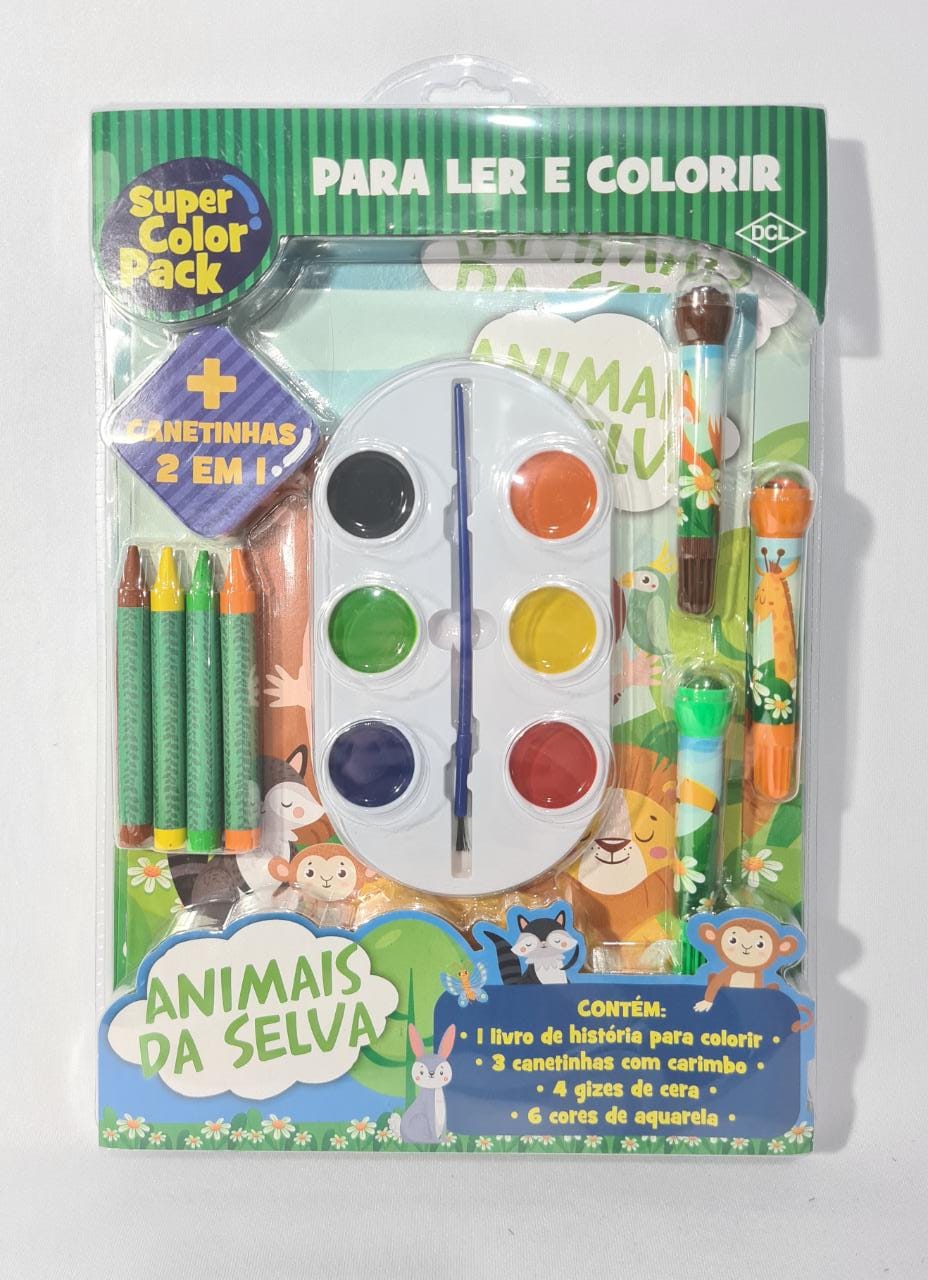 S - SUPER COLOR PACK ANIMAIS DA SELVA (CAIXA FECHADA R$ 17,90 + FT -> 10 PEÇAS)