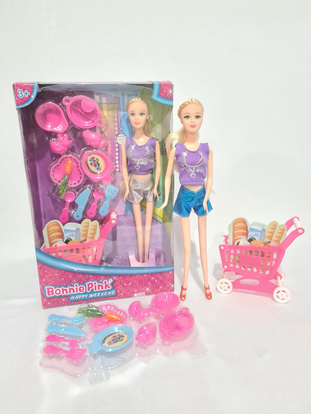 C - BONECA BONNIE PINK SUPERMERCADO COM ACESSÓRIOS ***PREÇO CAIXA FECHADA R$ 45,90 -> 06 PEÇAS***