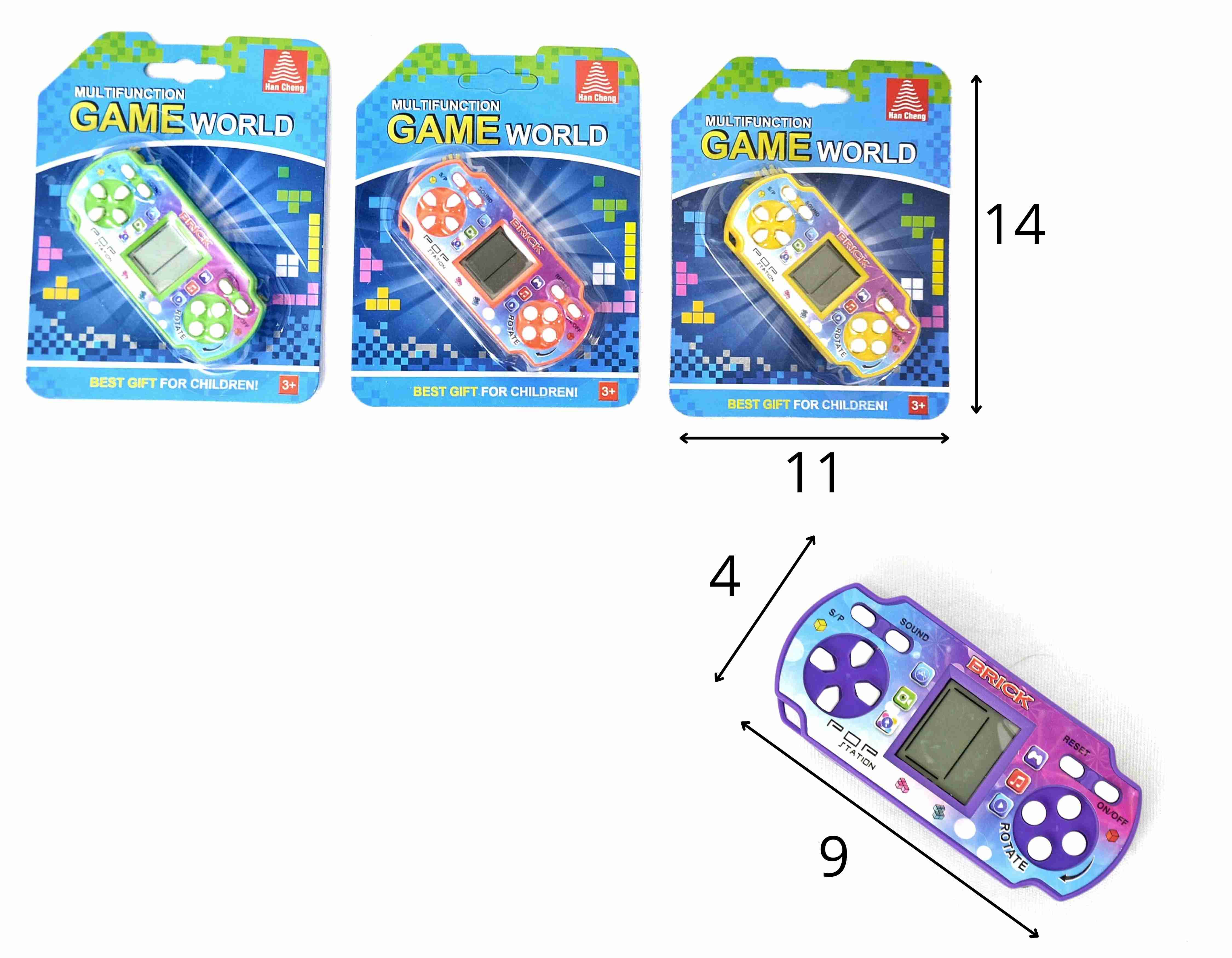 D - MINI GAME Á PILHA NA CARTELA COM VÁRIOS JOGOS, COM CORES VARIADAS (CAIXA FECHADA R$ 10,99 + FT -> 24 PEÇAS)