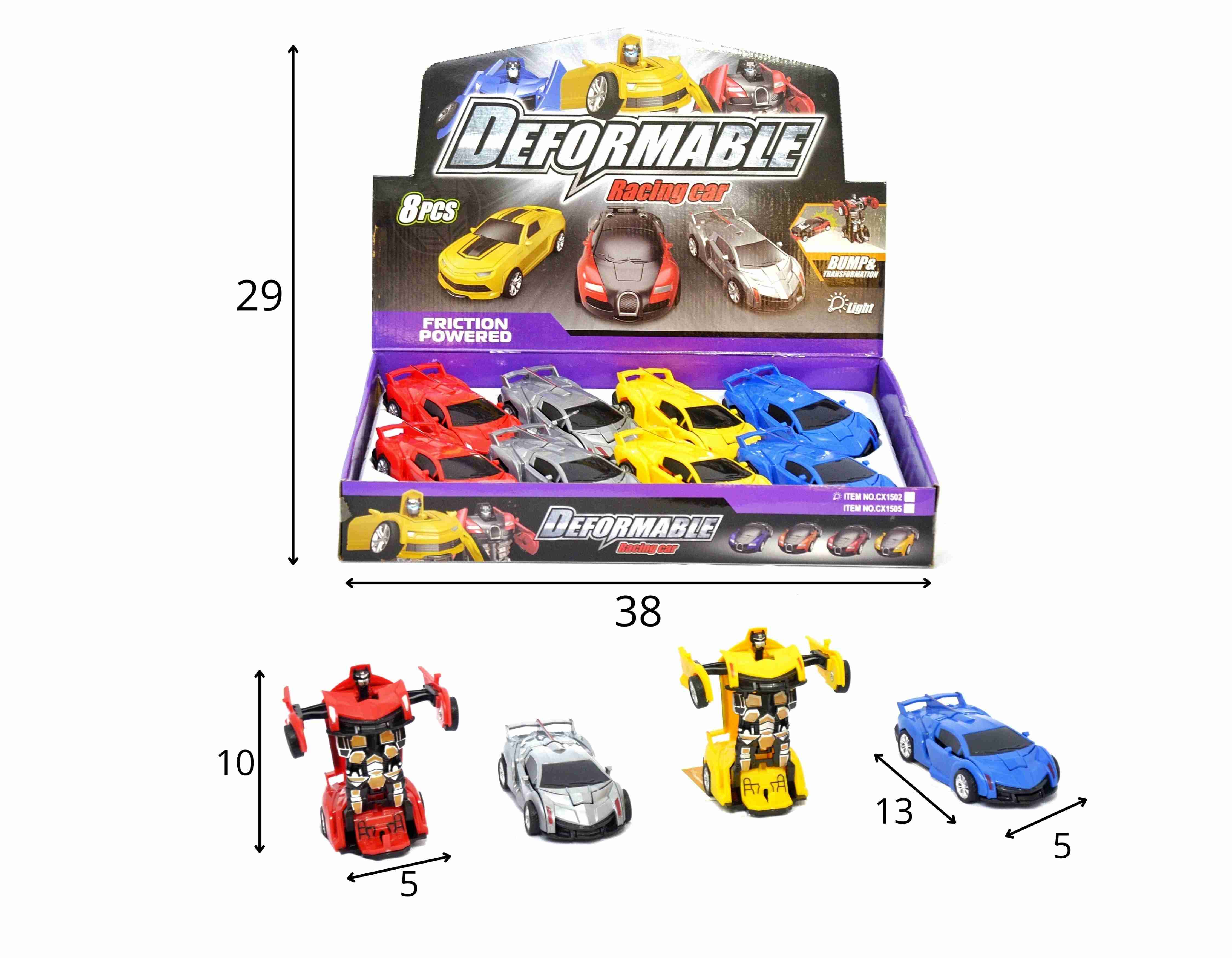 C - KIT COLEÇÃO CARROS TRANSFORMERS Á FRICÇÃO NO DISPLAY C/ 8 PÇS 
