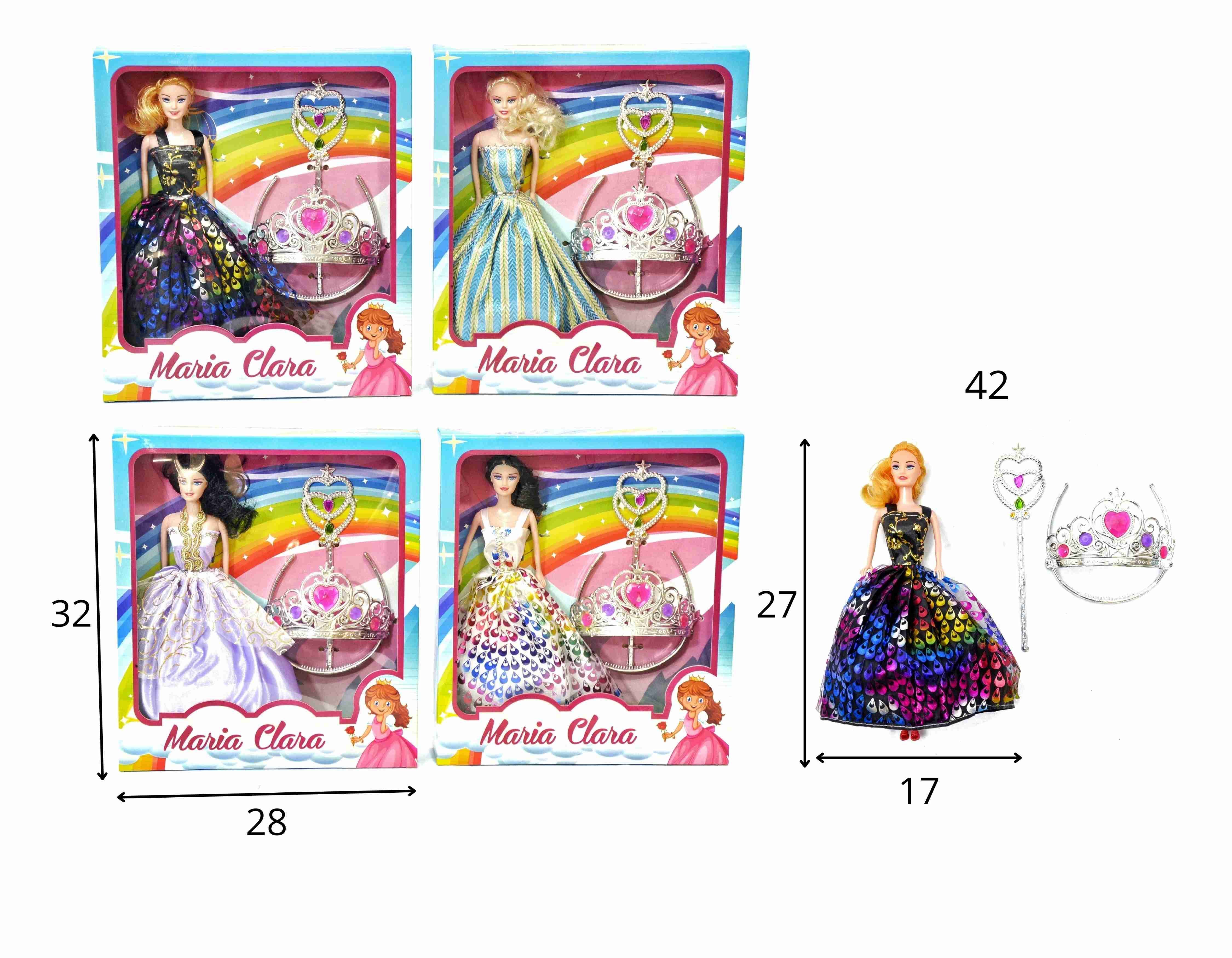 C - BONECA PRINCESA MARIA CLARA COM ACESSÓRIOS (CAIXA FECHADA R$ 20,90 + FT -> 12 PEÇAS)