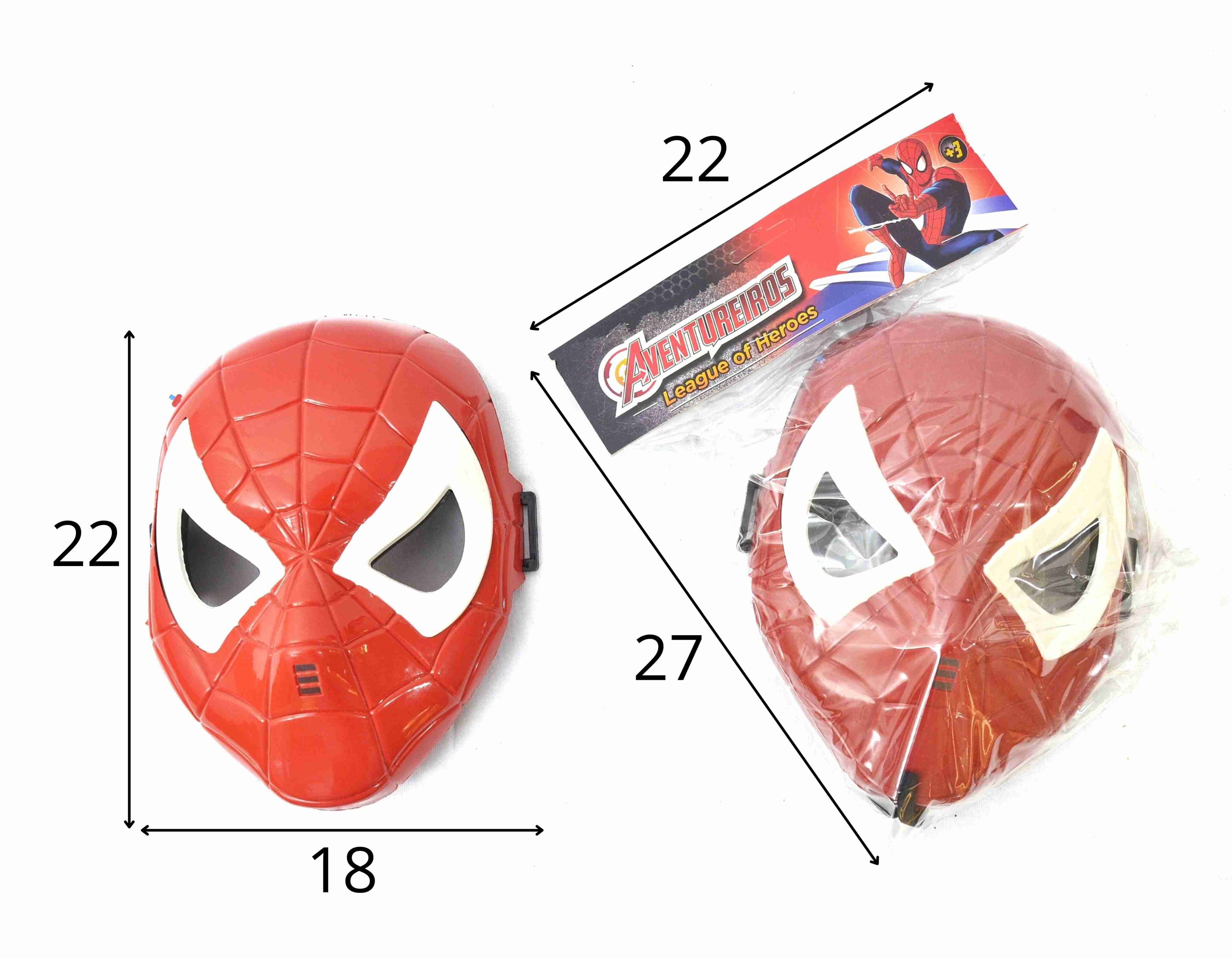 B - MÁSCARA HOMEM ARANHA COM LUZ NA SOPALA (CAIXA FECHADA R$ 13,49 + FT -> 24 PEÇAS)