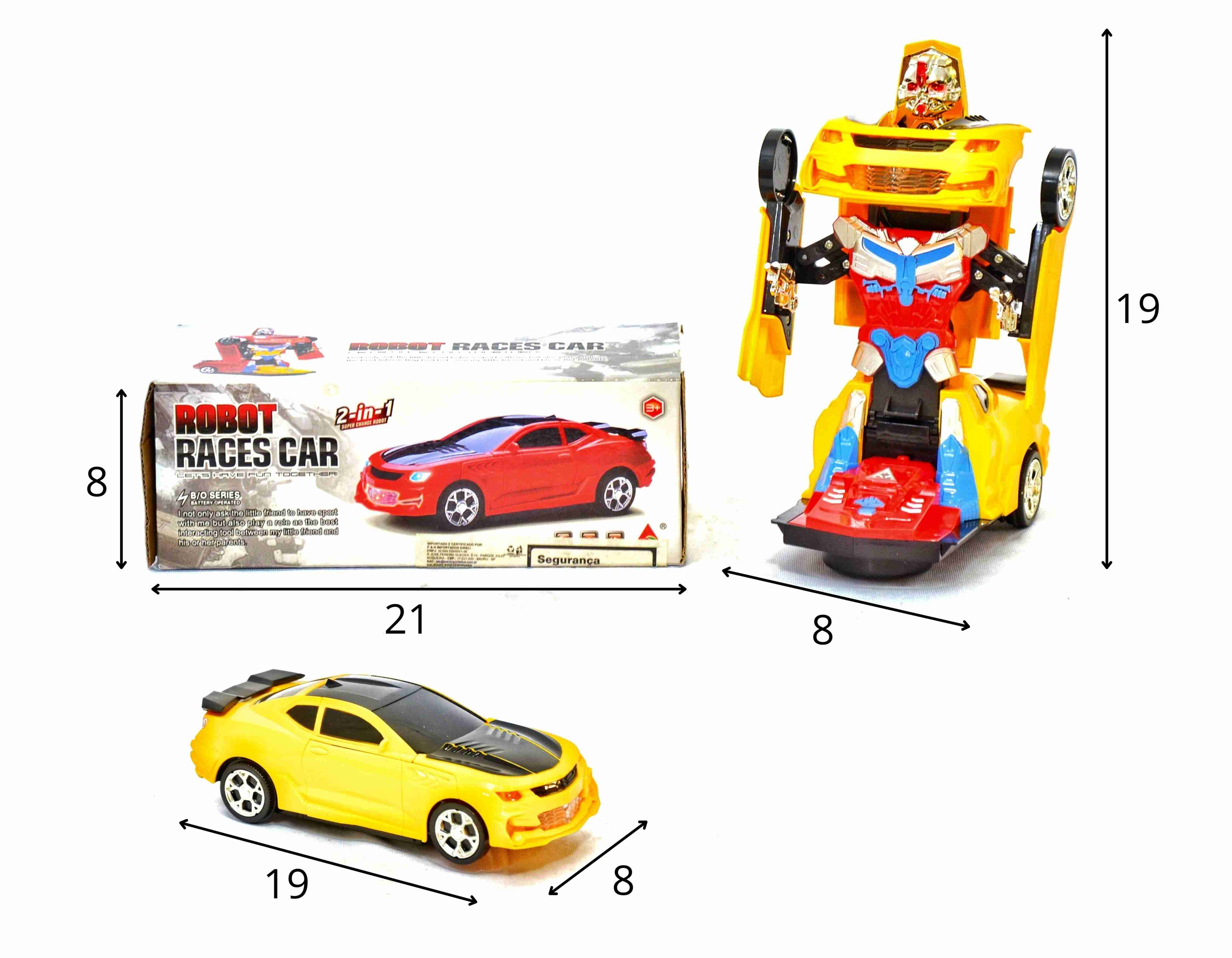 D - CARRO TRANSFORMERS Á PILHA COM SOM E ILUMINAÇÃO 