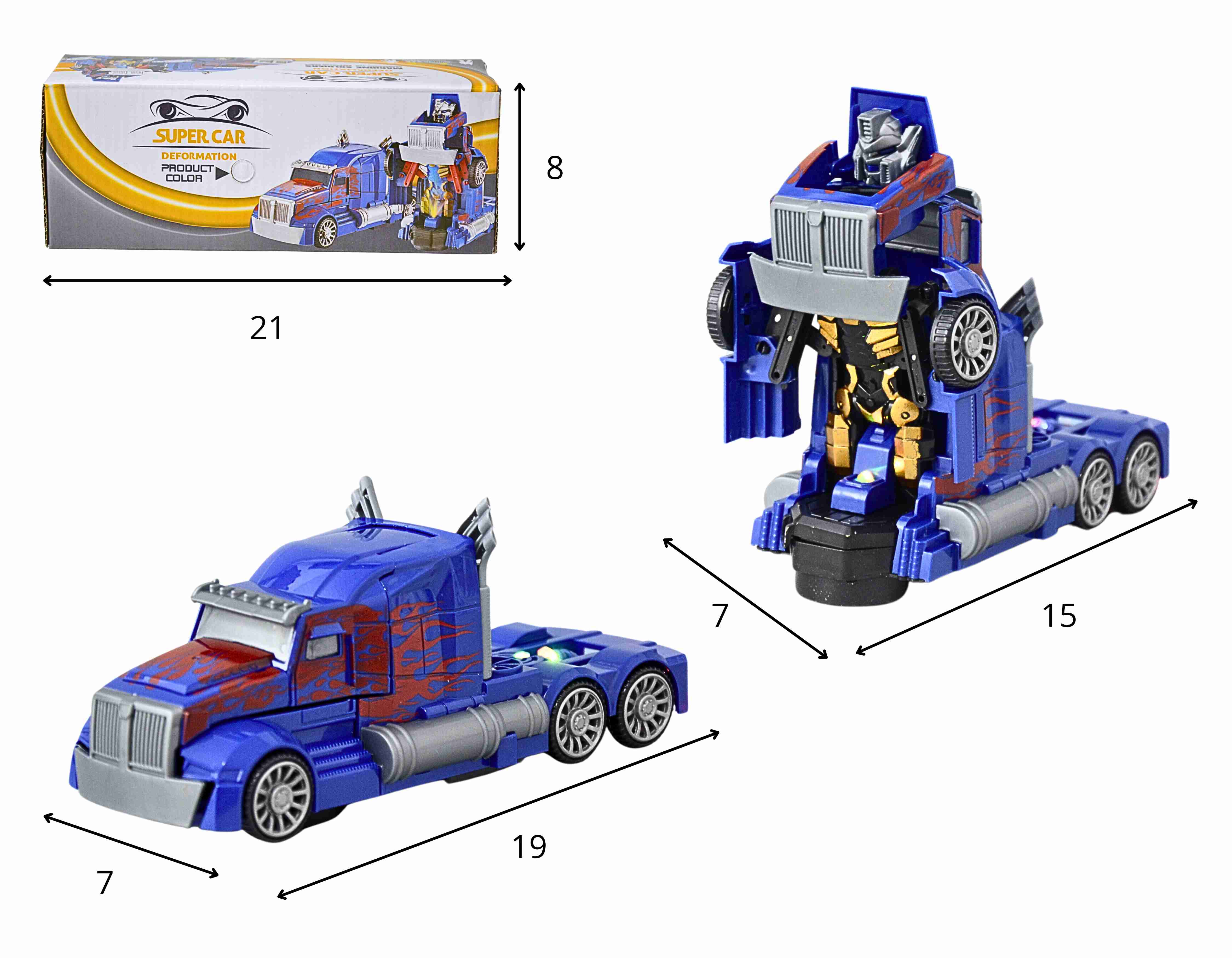 D - CAMINHÃO TRANSFORMERS SUPER CAR A PILHA BATE E VOLTA COM SOM E ILUMINACAO