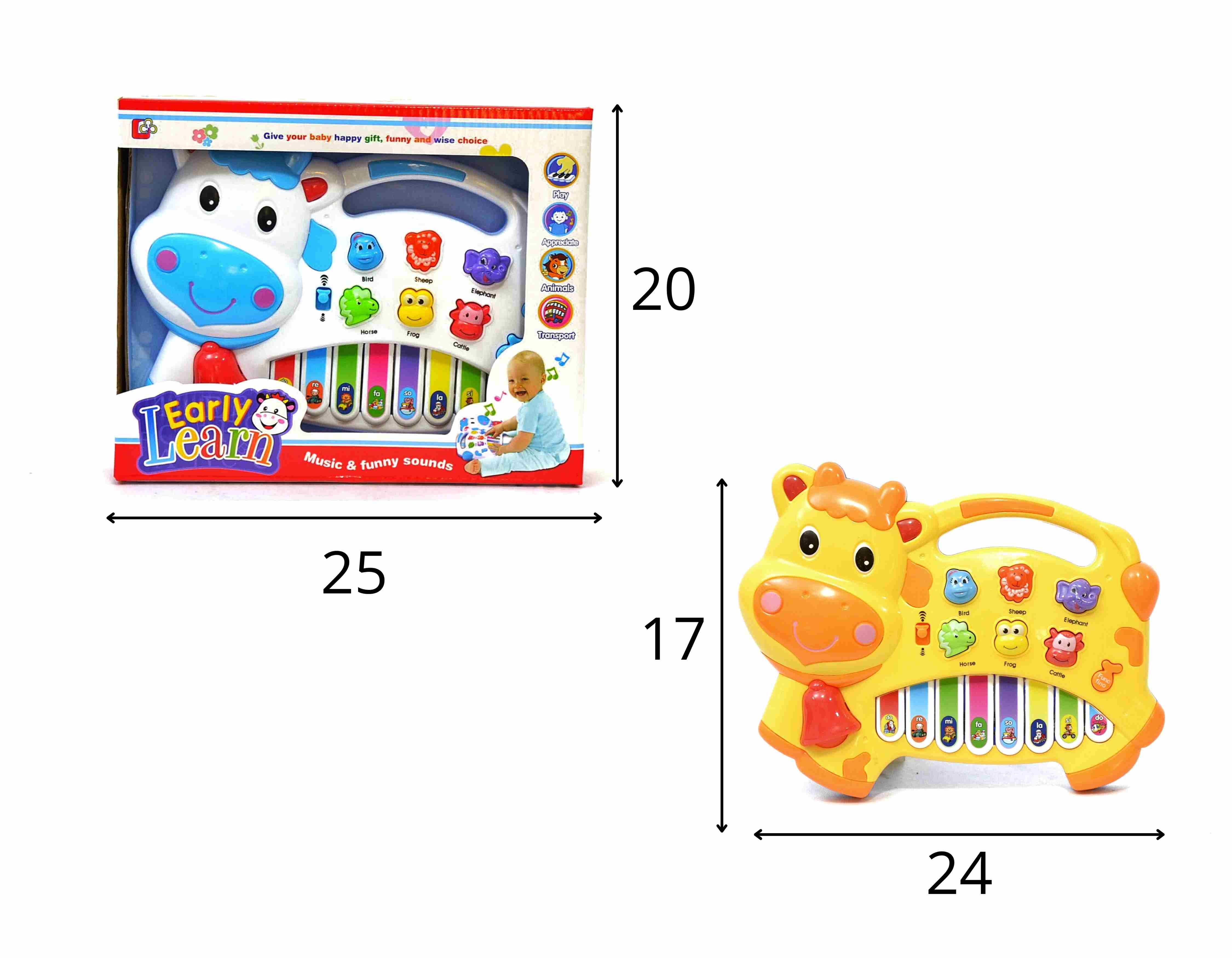 D - PIANO MUSICAL VACA A PILHA COM SOM E ILUMINAÇAO 