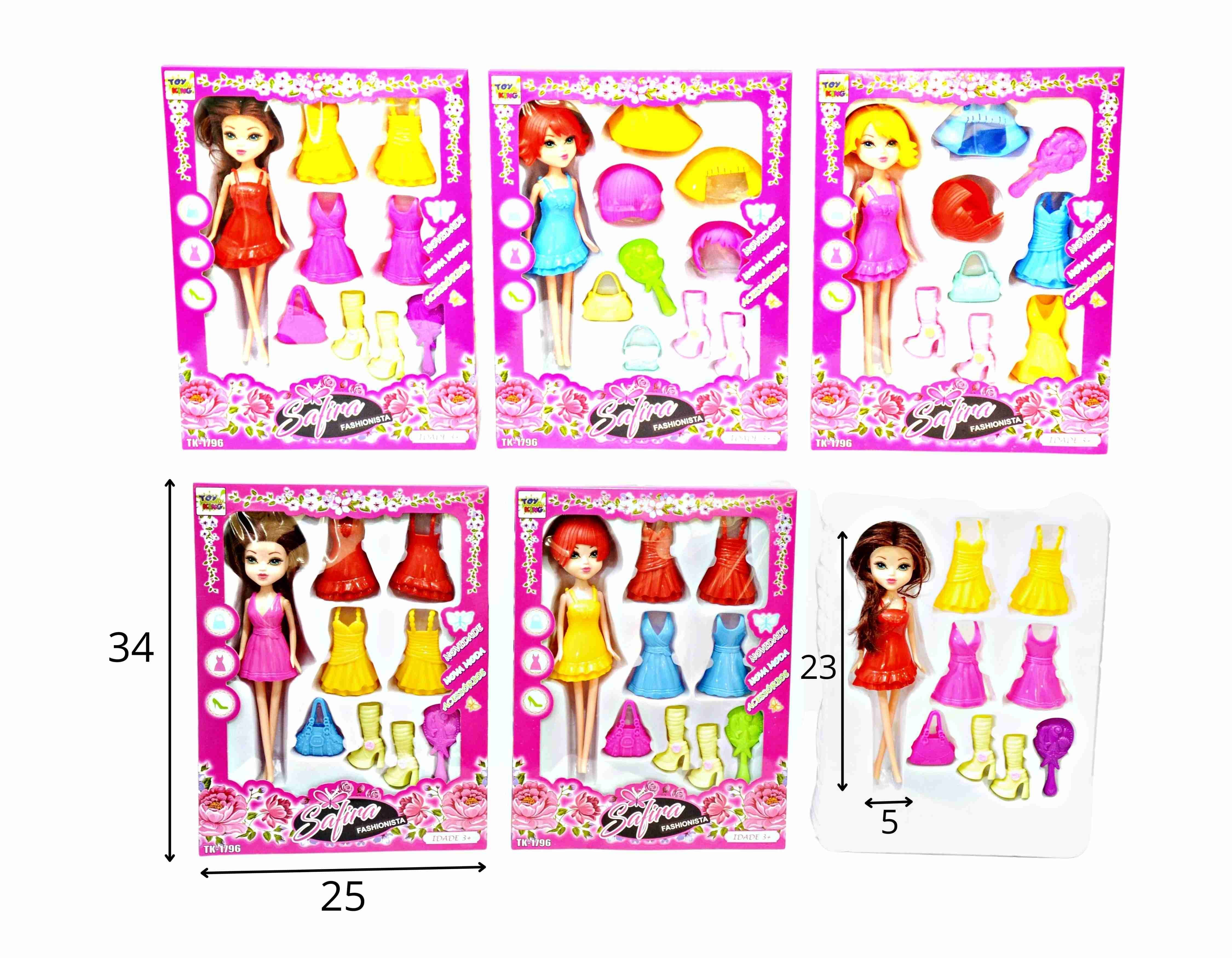 C - BONECA SAFIRA COM ACESSORIOS PRA TROCAR (CAIXA FECHADA R$ 25,19 + FT -> 12 PEÇAS)