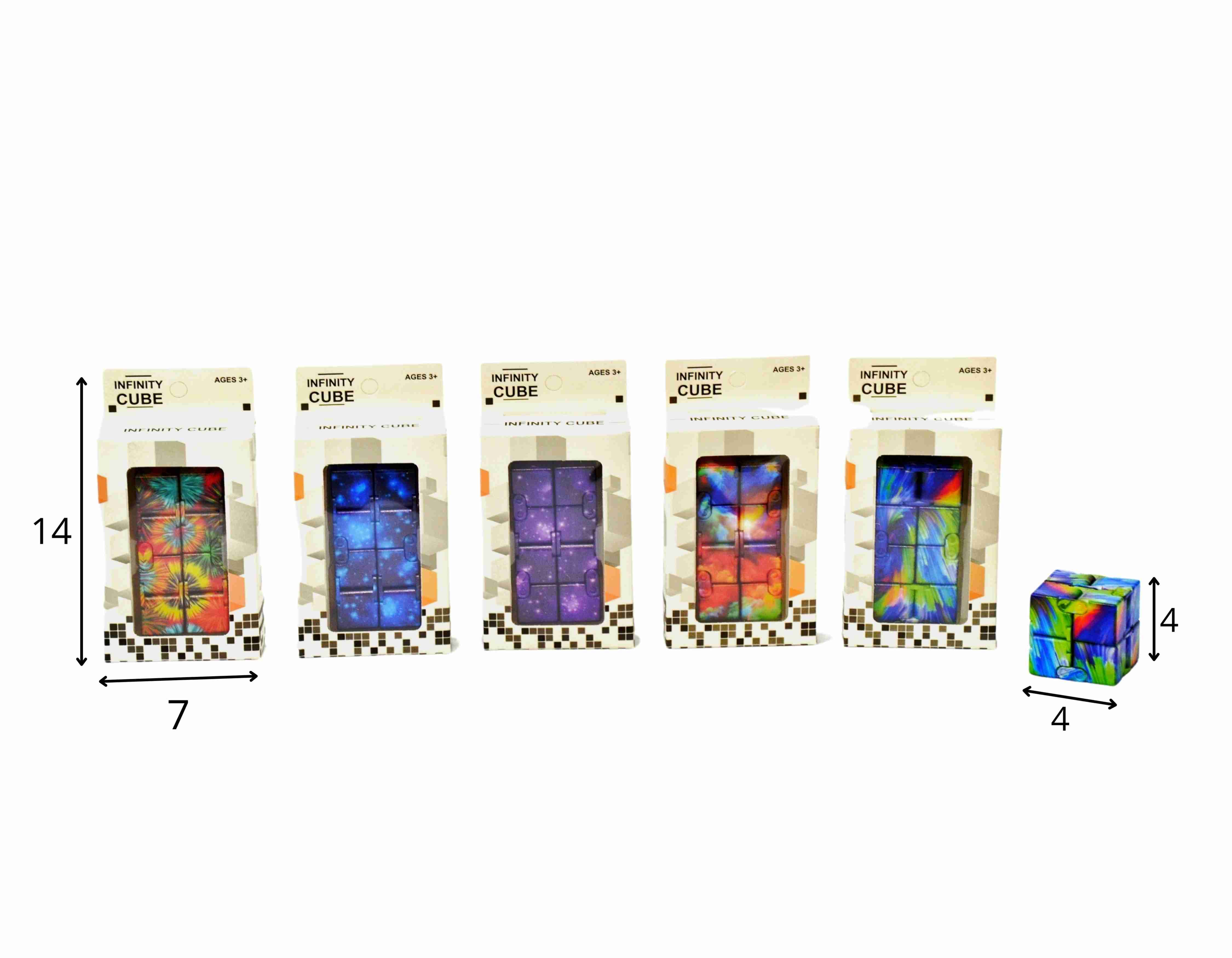 A - CUBO MÁGICO INFINITO ANTIESTRESSE COLORIDO (CAIXA FECHADA R$ 7,90 + FT -> 24 PEÇAS)