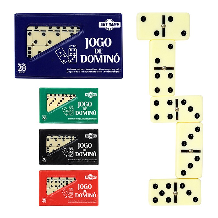 E - JOGO DE DOMINÓ 100% OSSO 10MM COM 28 PEÇAS