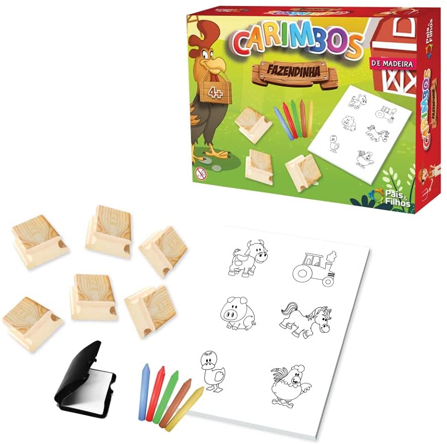 X - JOGO CARIMBOS FAZENDINHA EM MADEIRA 