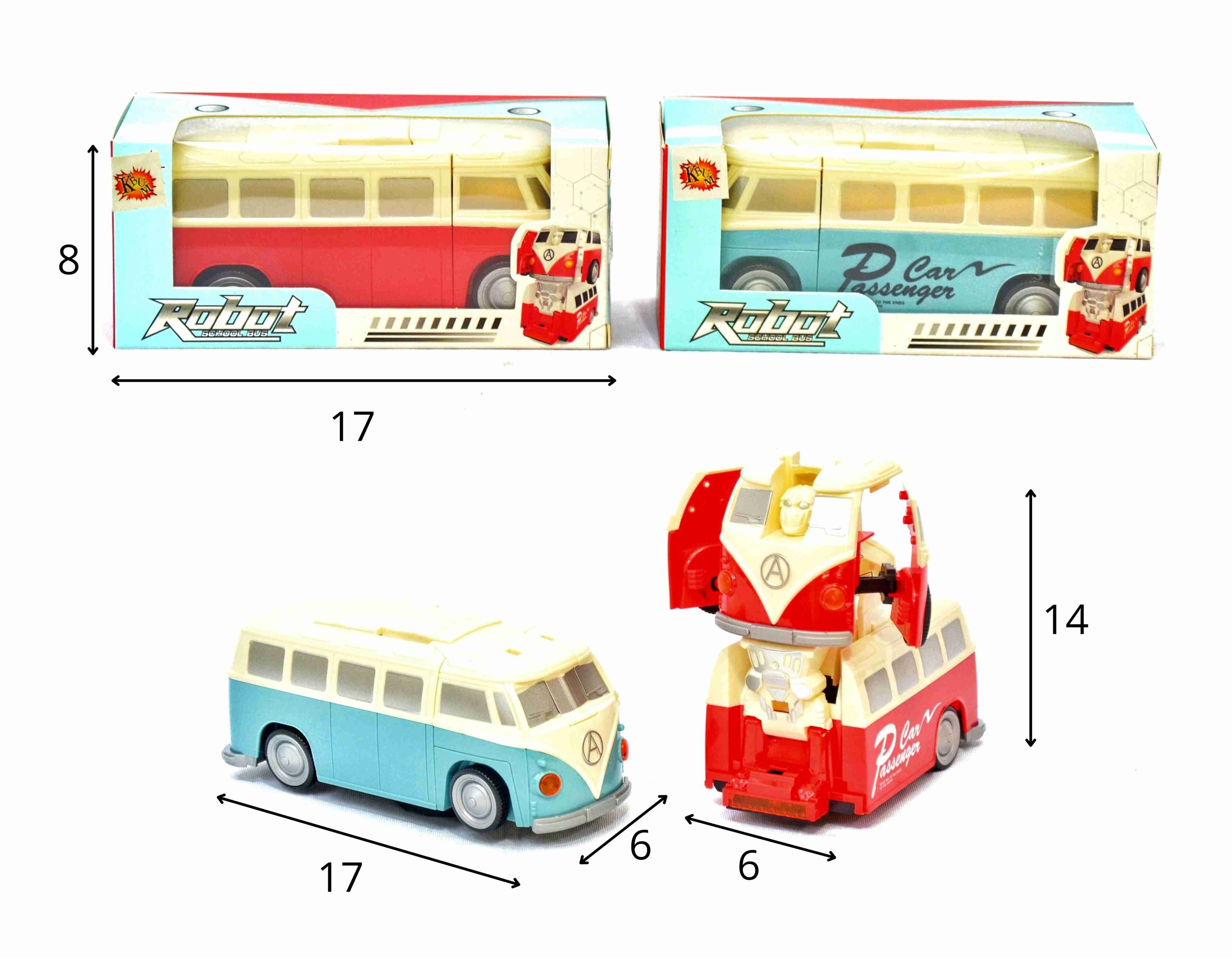 D - KOMBI QUE SE TRANSFORMA Á PILHA COM SOM E ILUMINAÇÃO (CAIXA FECHADA R$ 29,90 + FT -> 06 PEÇAS)