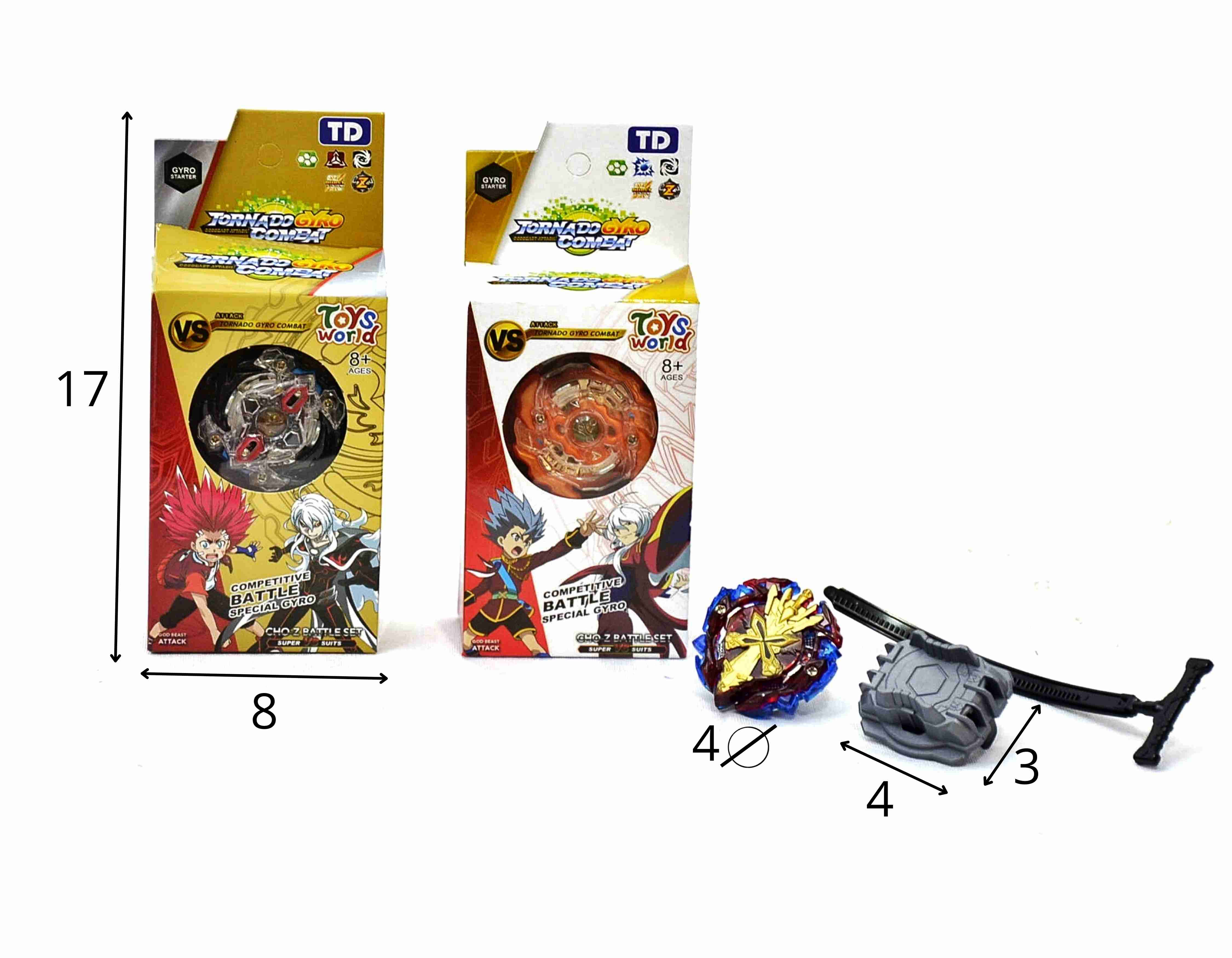 B - BEYBLADE TORNADO GYRO COMBAT DE METAL INDIVIDUAL COM CORES VARIADAS