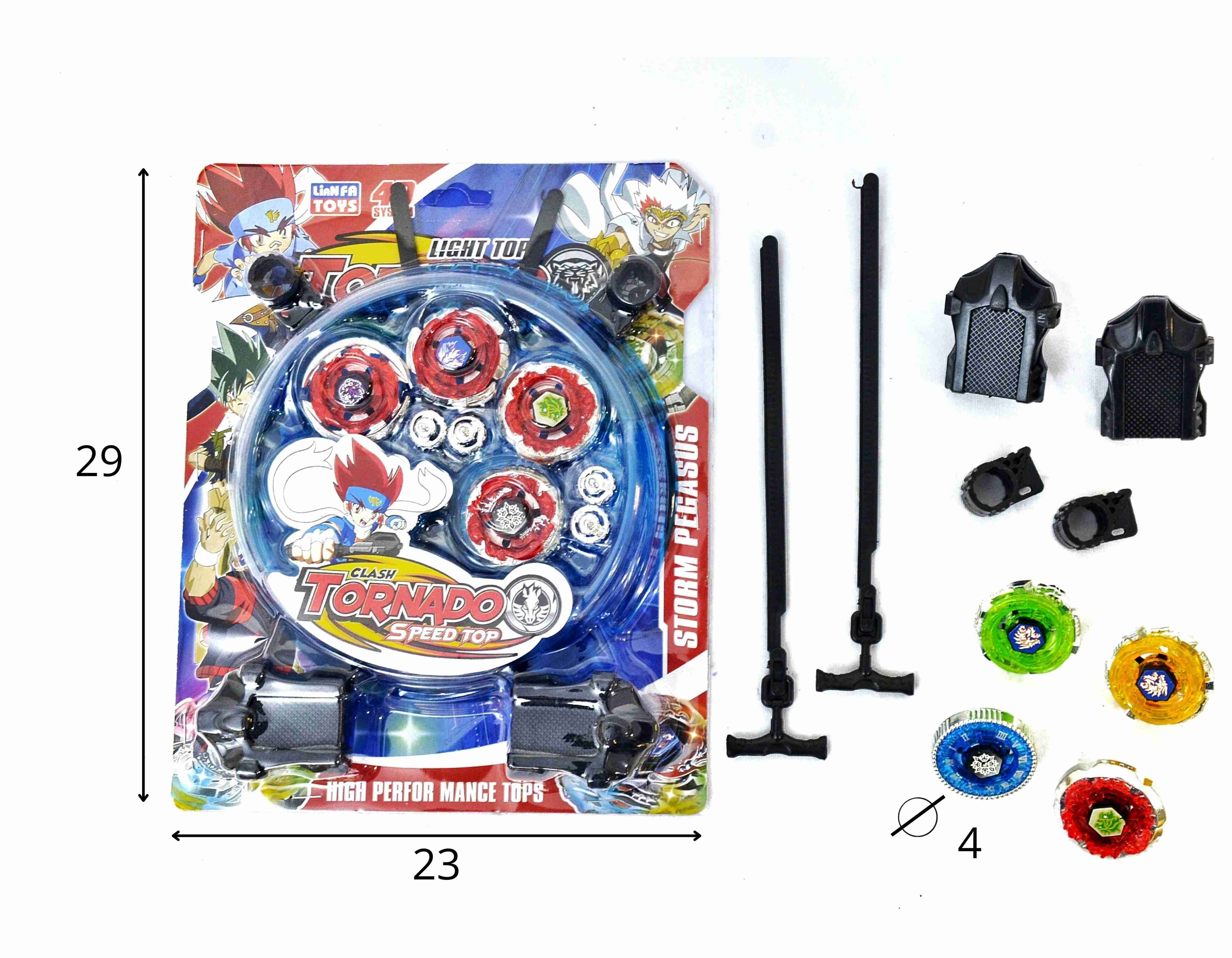 B - BEYBLADE DE METAL COM 4 PEÇAS E ARENA 