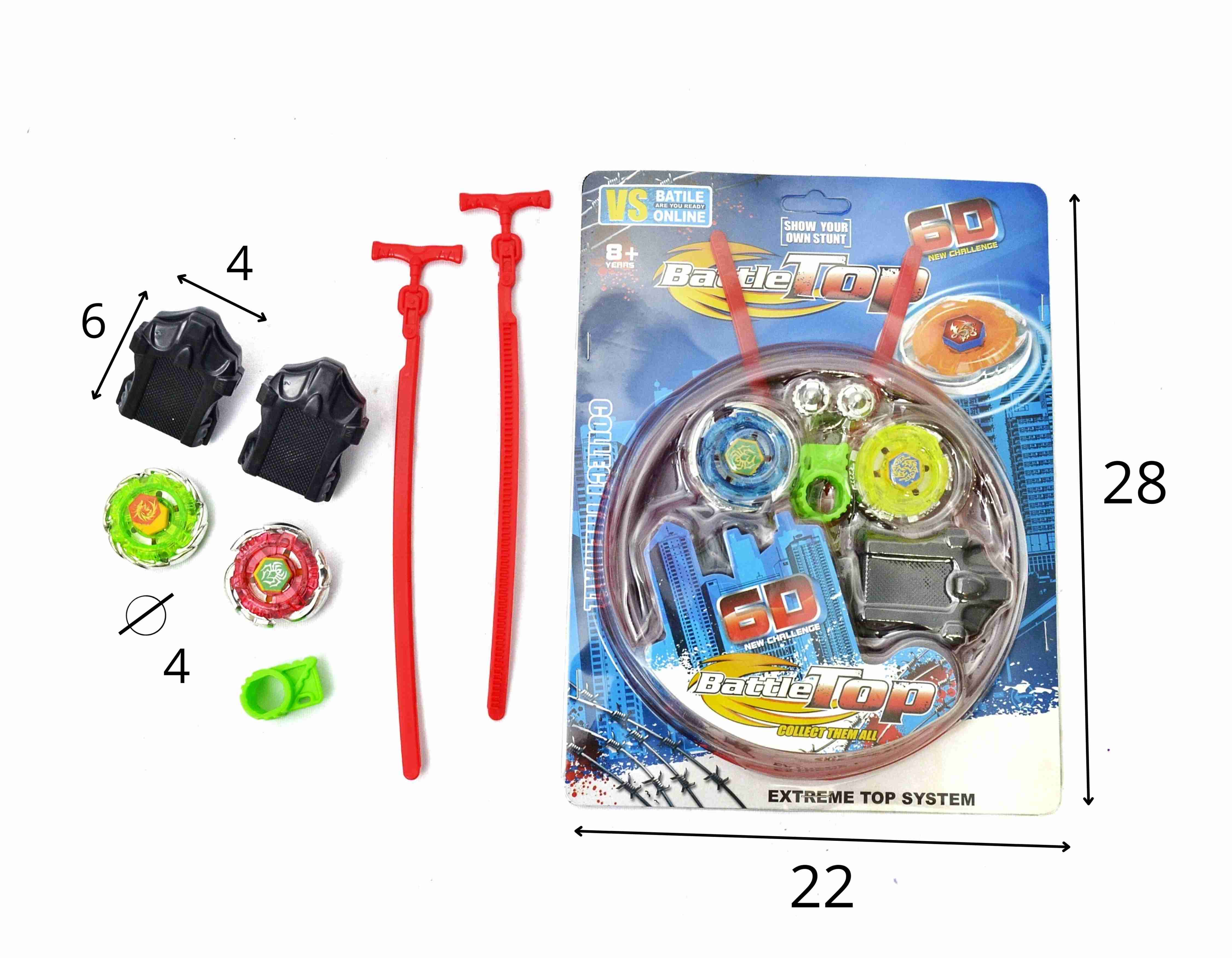 B - BEYBLADE DE METAL COM LUZ (KIT COM 2 BEYBLADE, 2 LANCADOR E 1 ARENA)