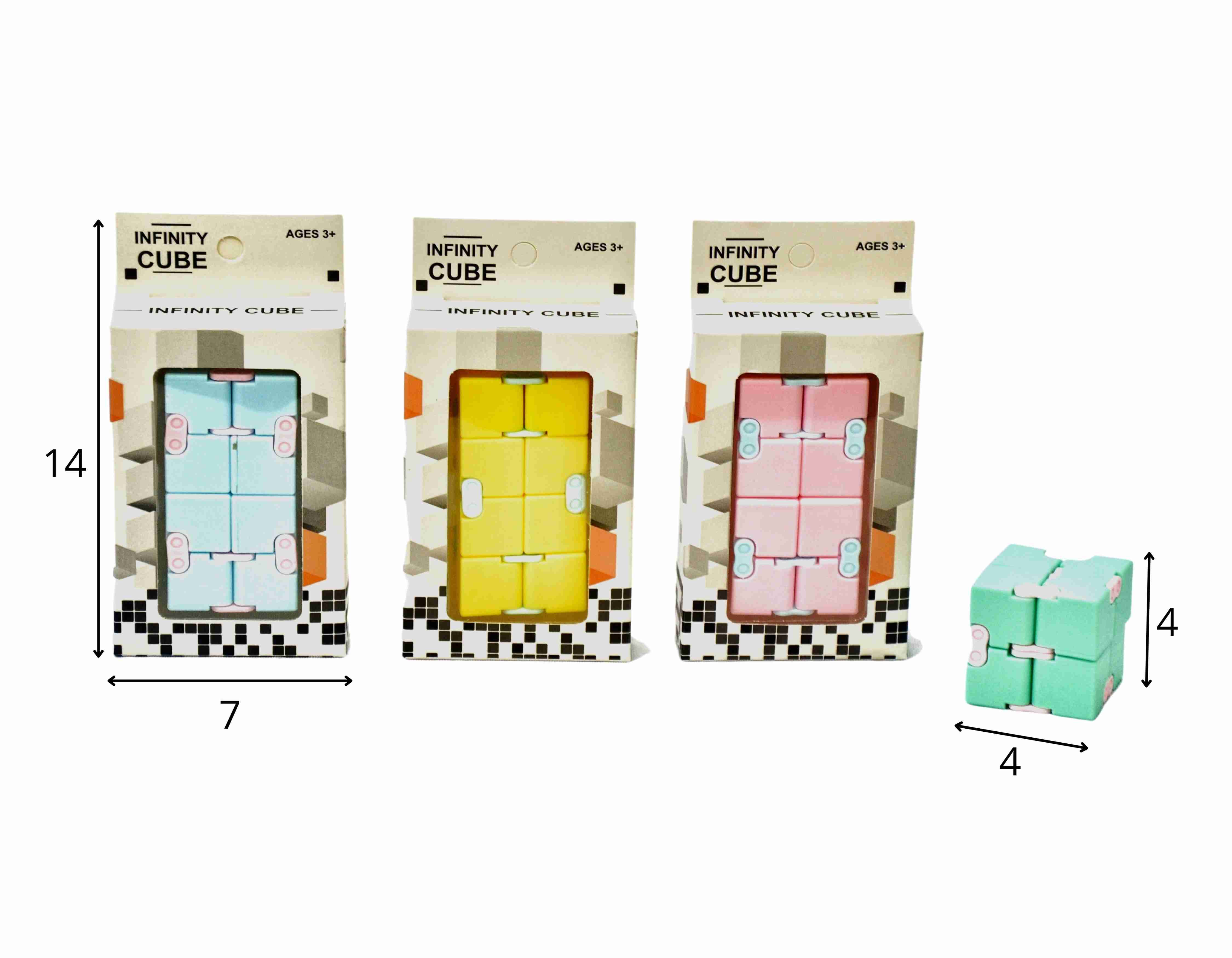 A - CUBO MÁGICO INFINITO ANTIESTRESSE COM CORES VARIADAS (CAIXA FECHADA R$ 6,29 + FT -> 24 PEÇAS)