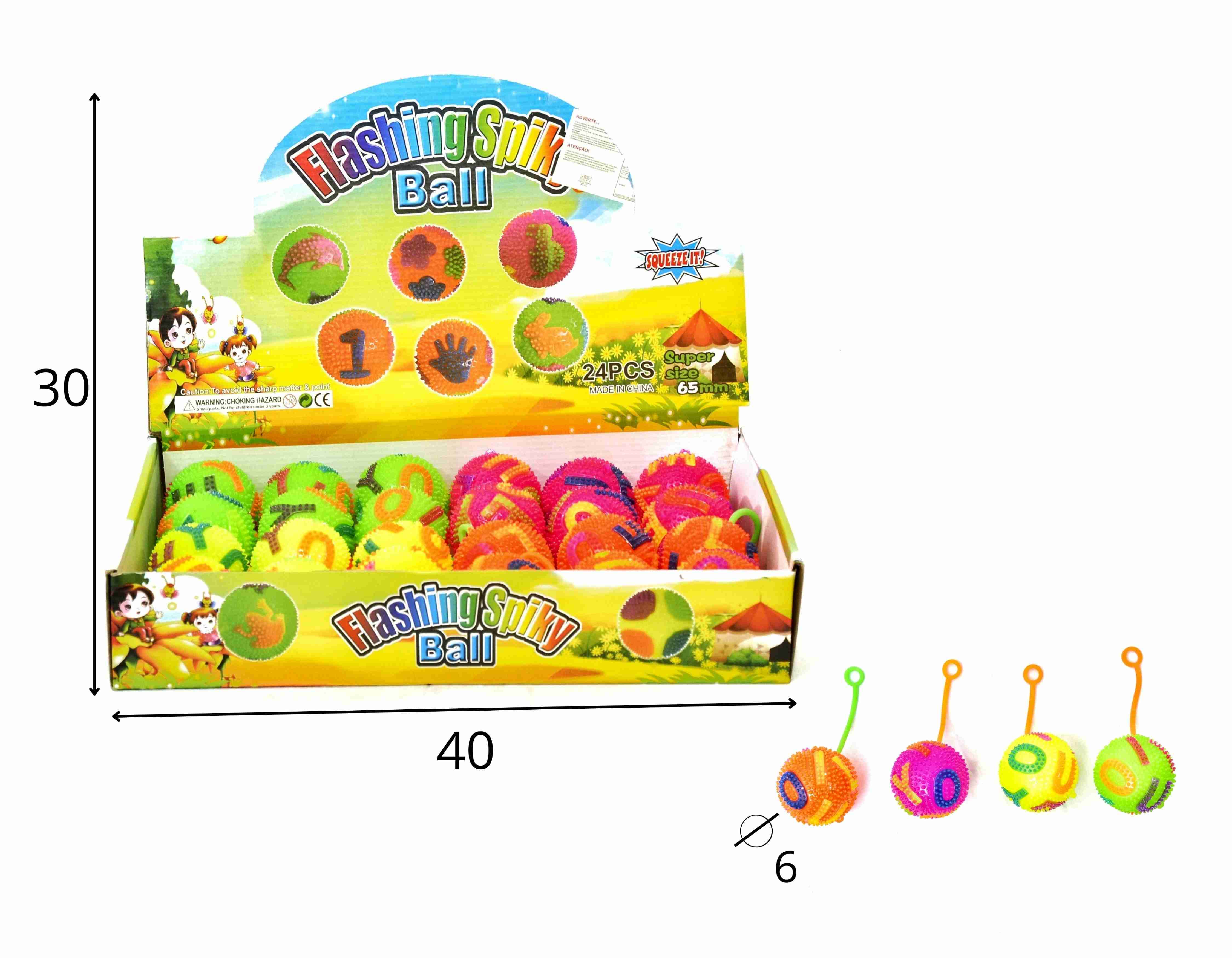 B - BOLA DE APERTAR COM LETRAS E NUMEROS COLORIDOS E SOM E ILUMINAÇÃO 