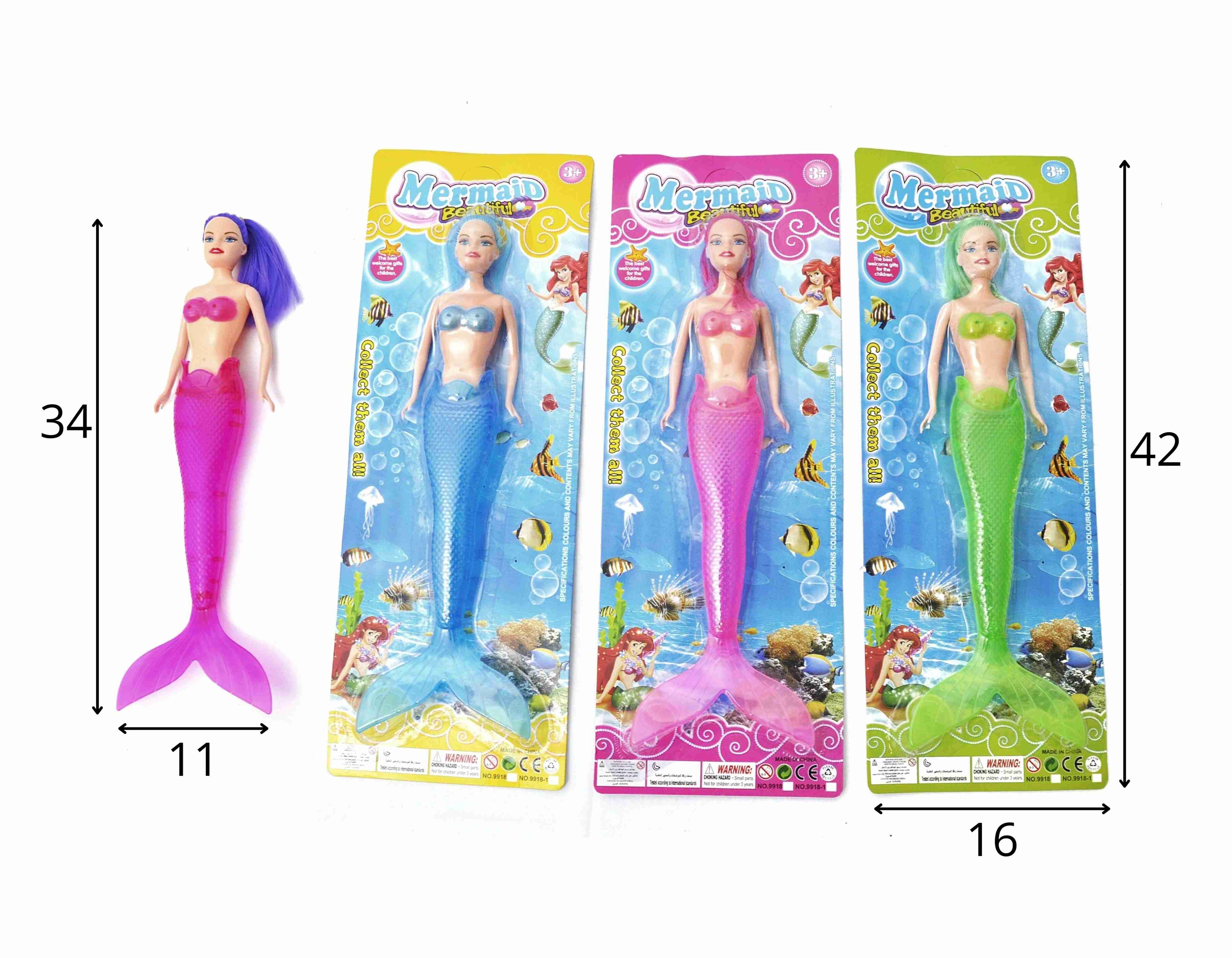 C - BONECA SEREIA COM LUZ NA CARTELA, 4 CORES VARIADAS (CAIXA FECHADA R$ 12,89 + FT -> 24 PEÇAS)