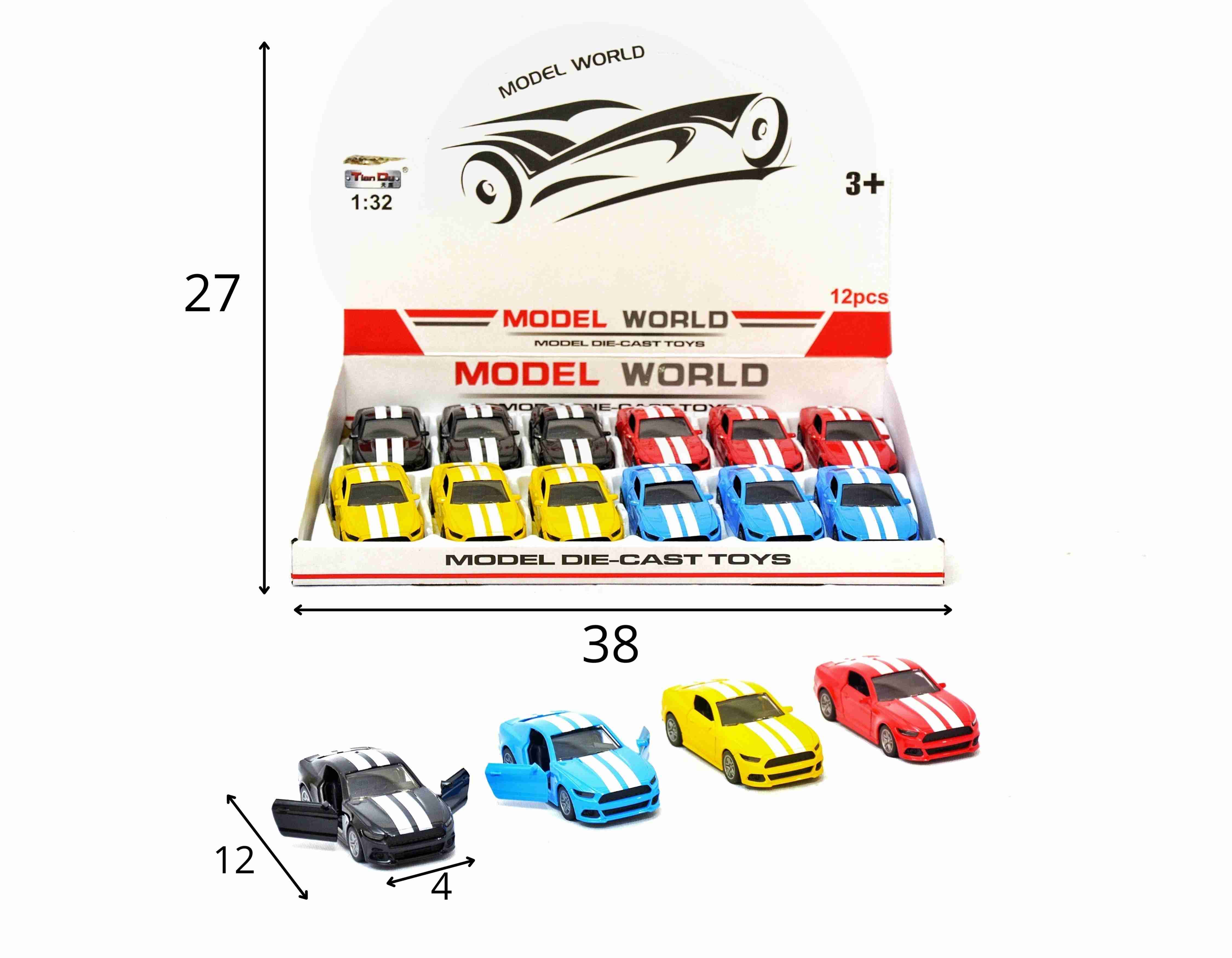 C - KIT COLEÇÃO MUSTANG A FRICCAO COM CORES VARIADAS NO DISPLAY C/ 12 PEÇAS 