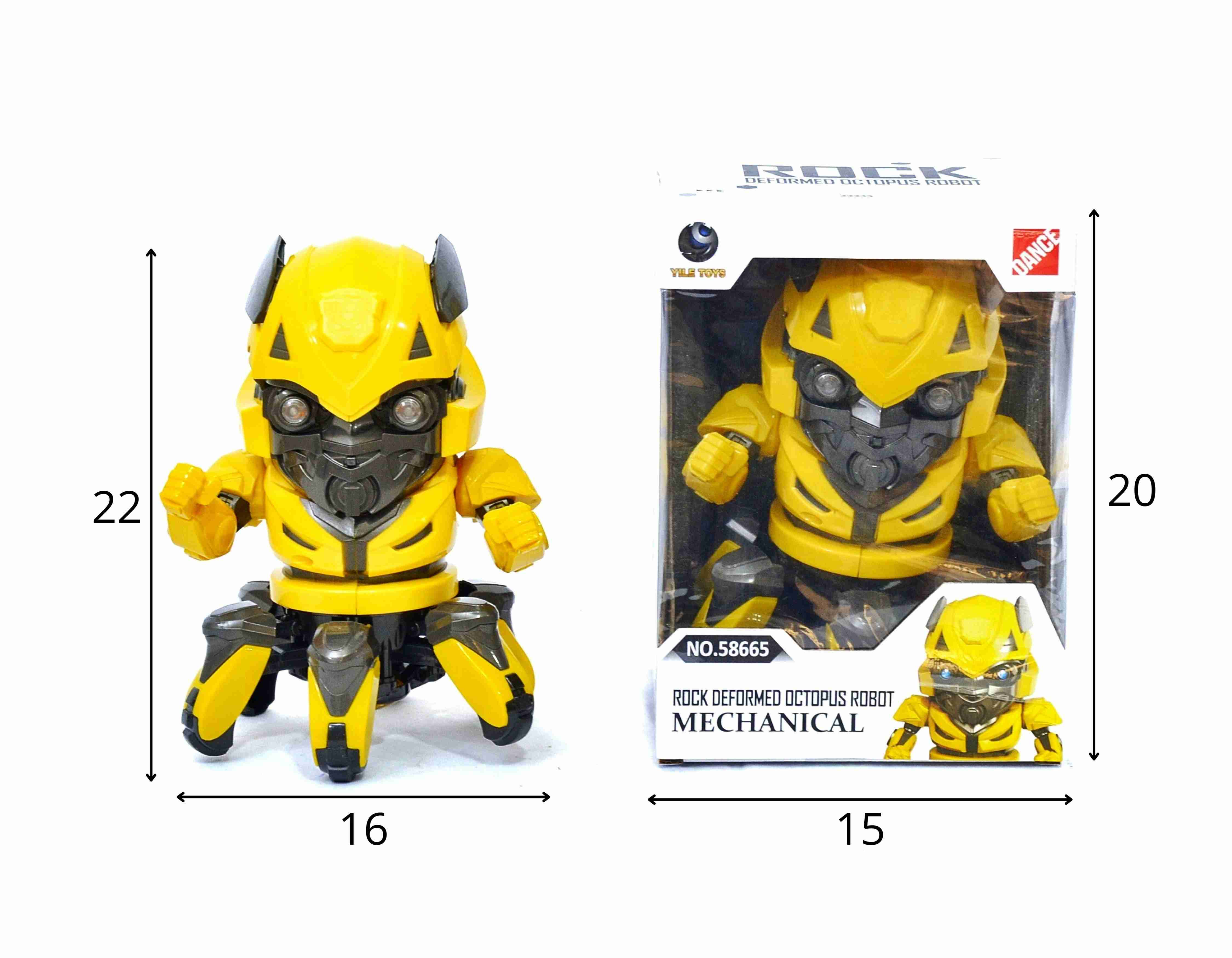 D - ROBO BUMBLEBEE A PILHA QUE ANDA, COM SOM E ILUMINAÇÃO 