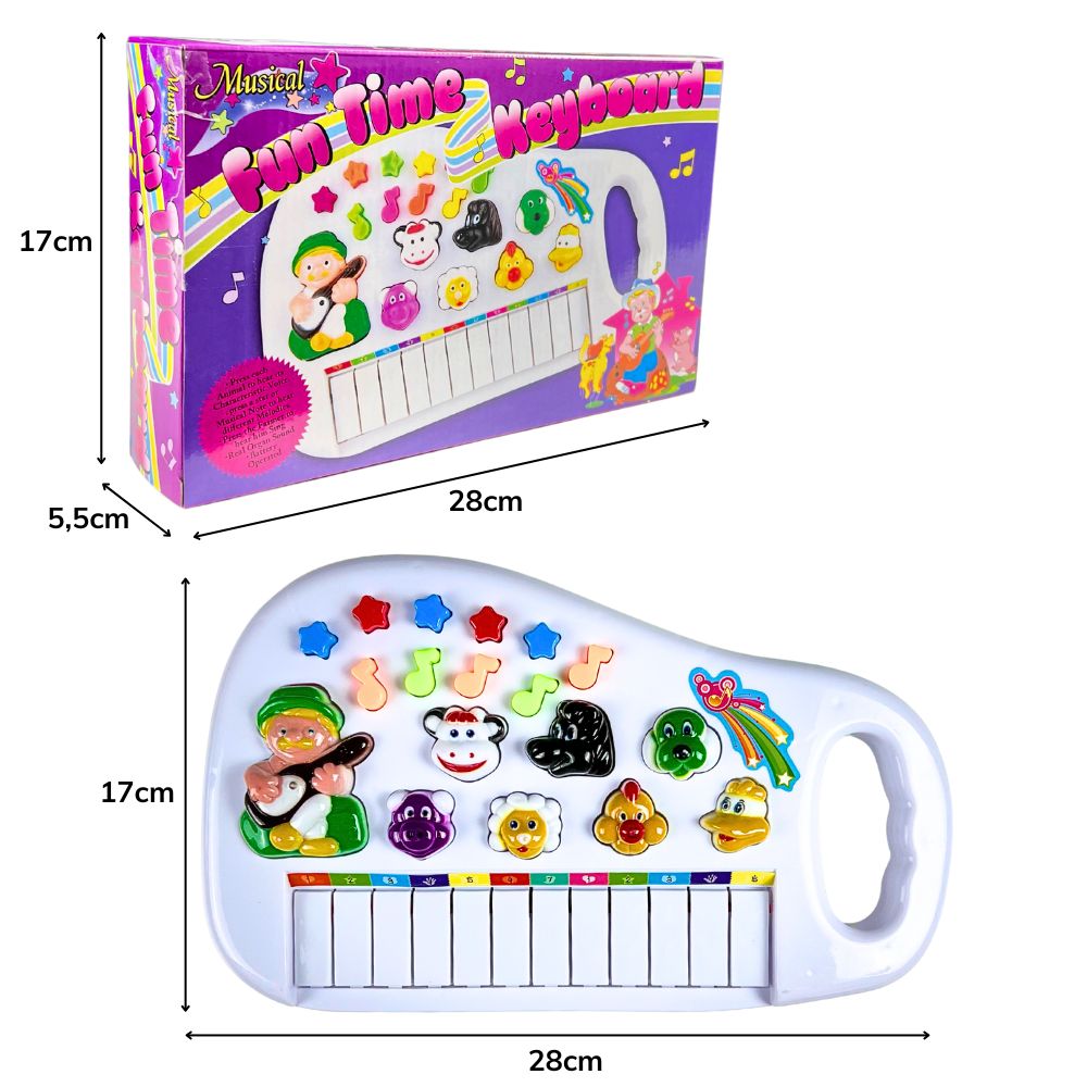 D - PIANO MUSICAL ANIMAIS FAZENDINHA Á PILHA COM SOM E ILUMINAÇÃO (TRADICIONAL IAIAOO)