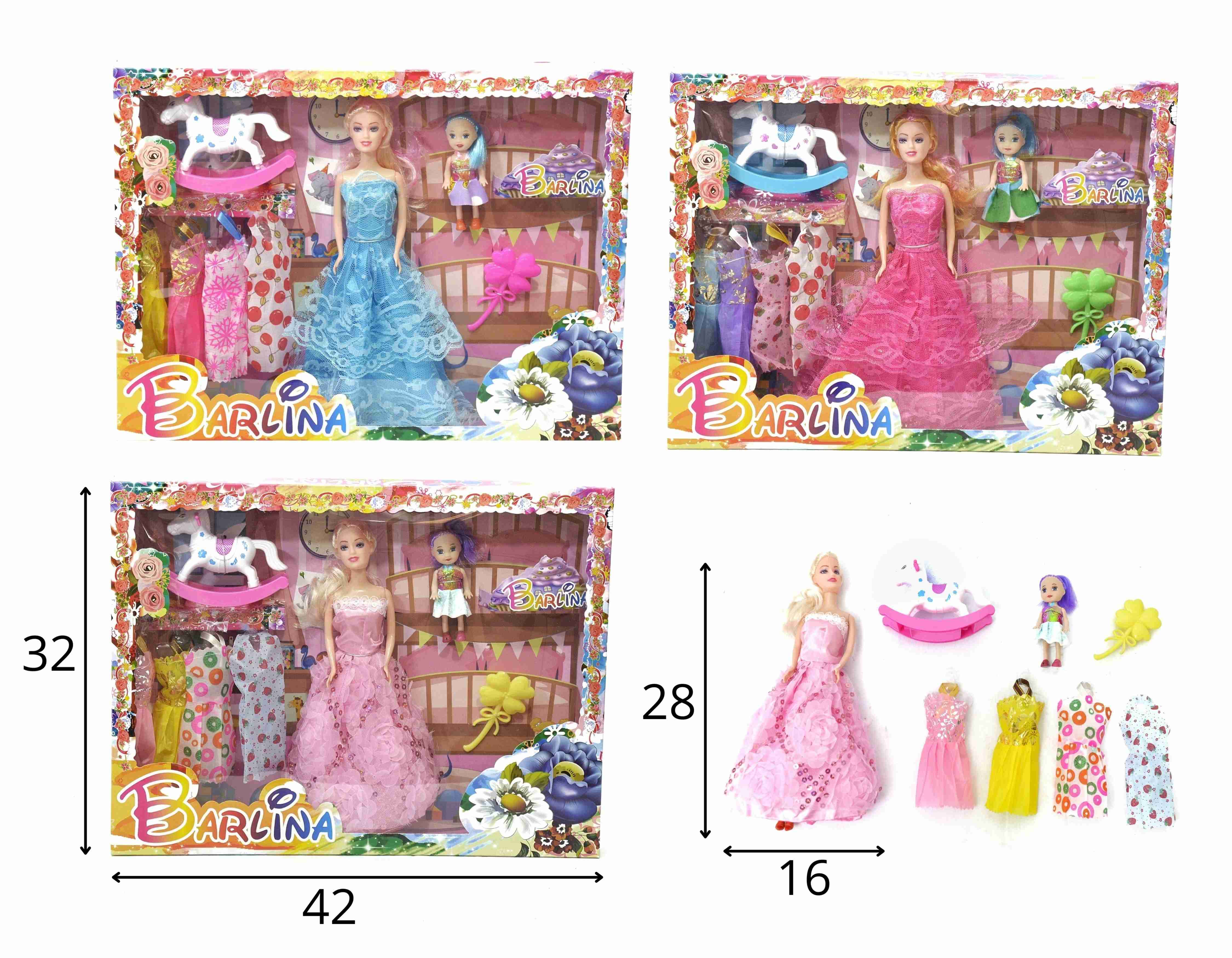 C - BONECA BELLA COM COLEÇÃO DE VESTIDOS, FILHA E ACESSÓRIOS NA CAIXA GRANDE 