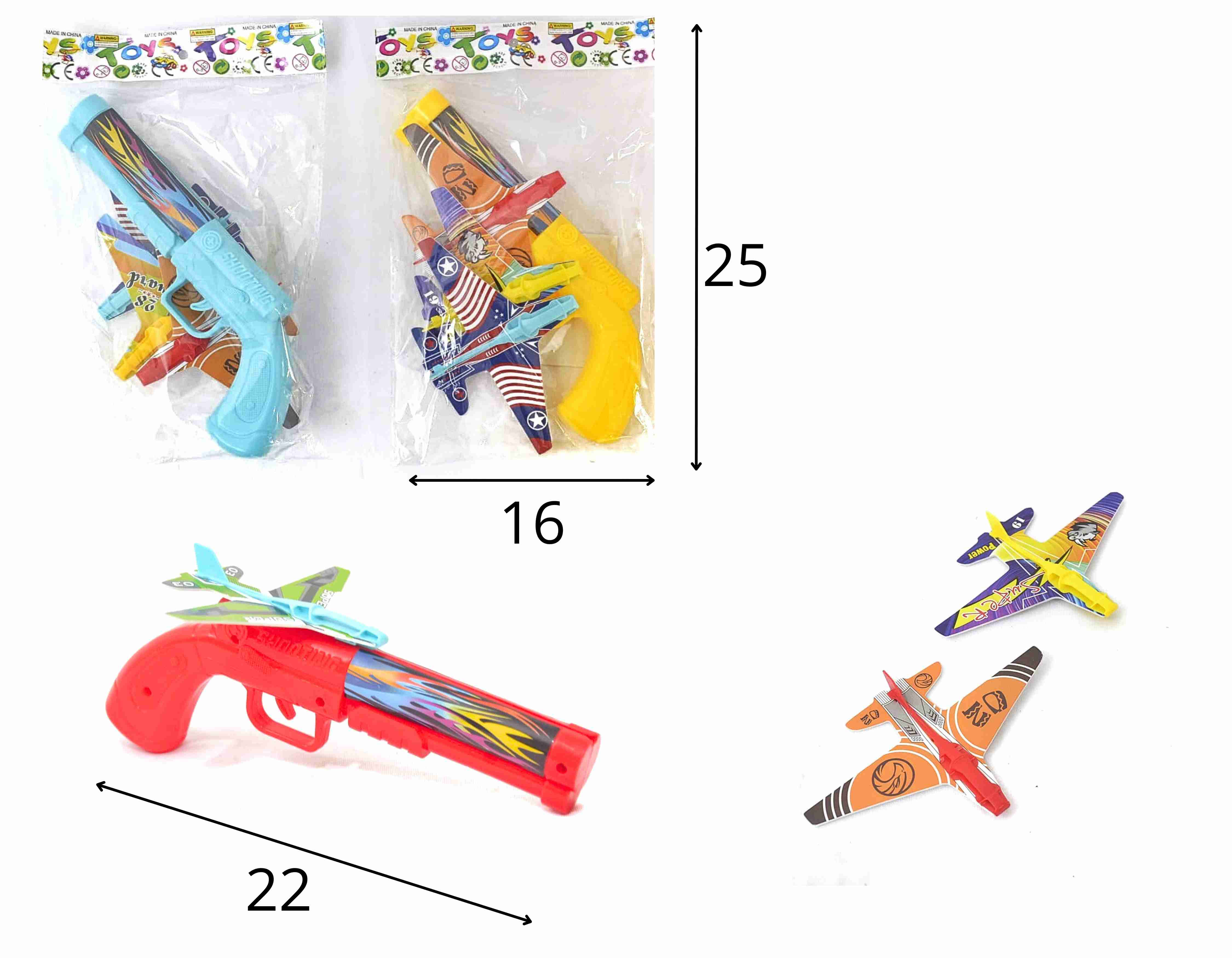 G - PISTOLA LANCA AVIAO COM 3 AVIOES NA SOLAPA E CORES VARIADAS 