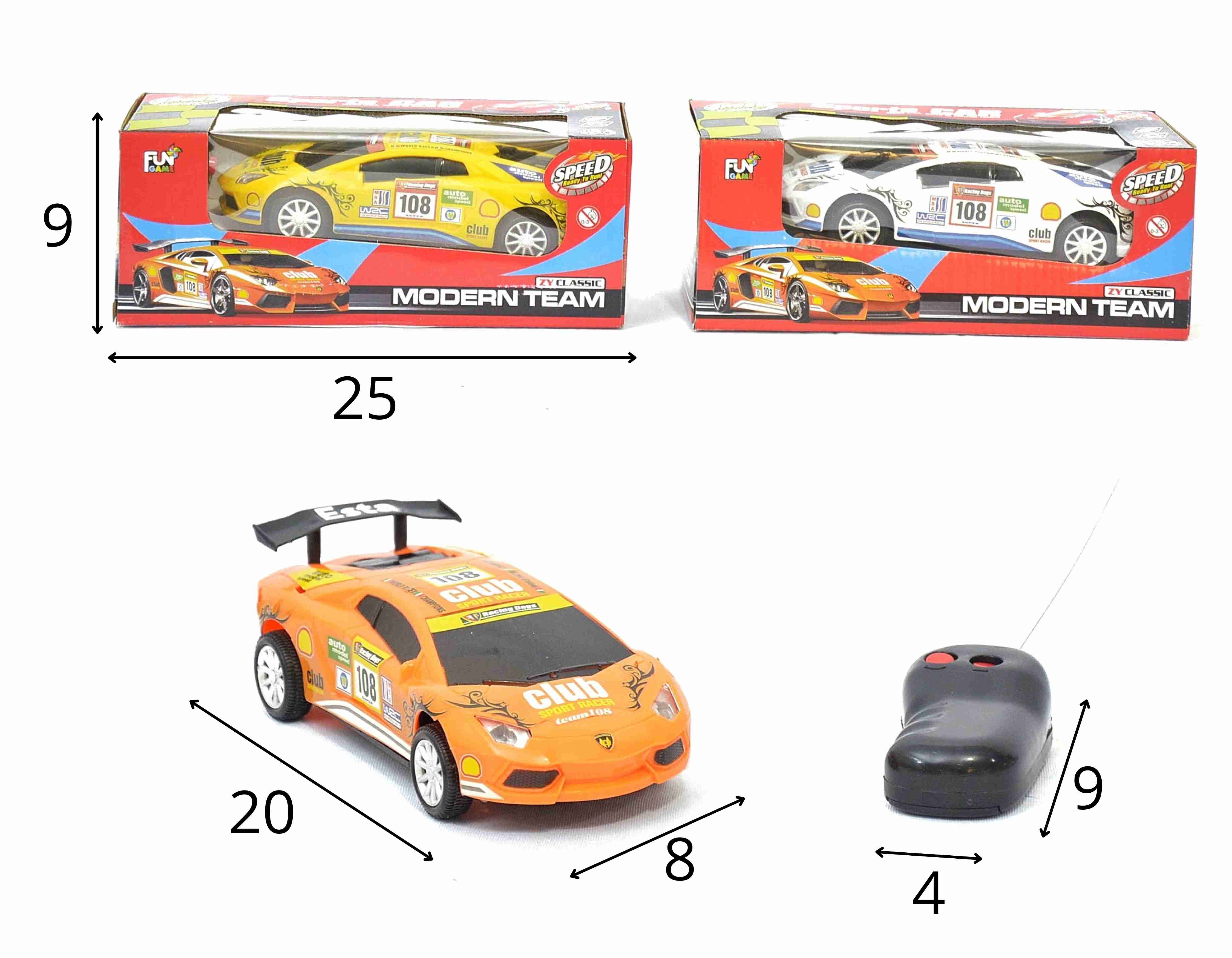 F - CARRO DE CONTROLE SIMPLES TIPO FERRARI ADESIVADA C/ CORES VARIADAS (CAIXA FECHADA R$ 32,90 + FT -> 12 PEÇAS)
