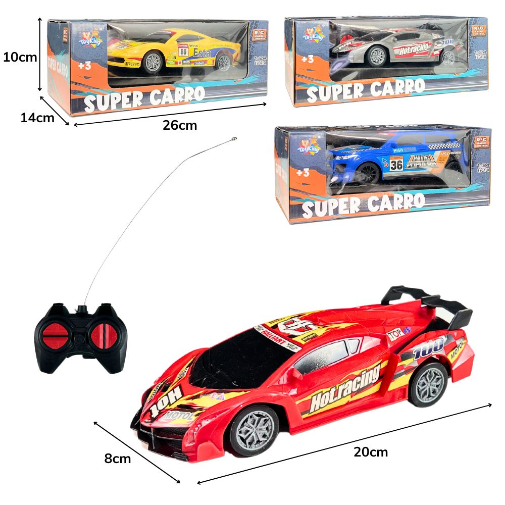 F - CARRO DE CONTROLE TOTAL TIPO LAMBORGHINI ADESIVADA A PILHA, COM CORES VARIADAS