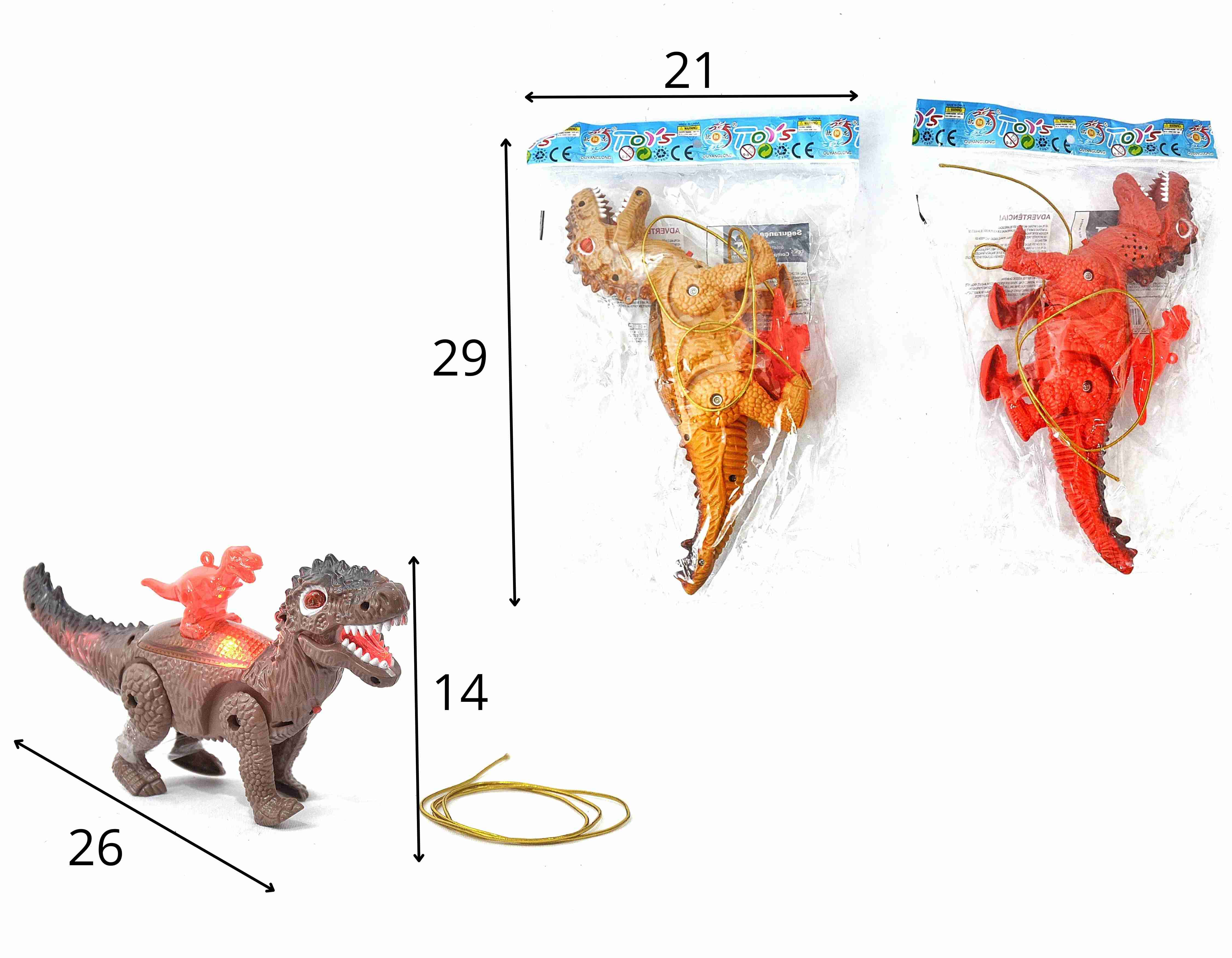 D - DINOSSAURO Á PILHA COM FILHOTE, SOM E ILUMINAÇÃO NA SOLAPA (CORES VARIADAS)