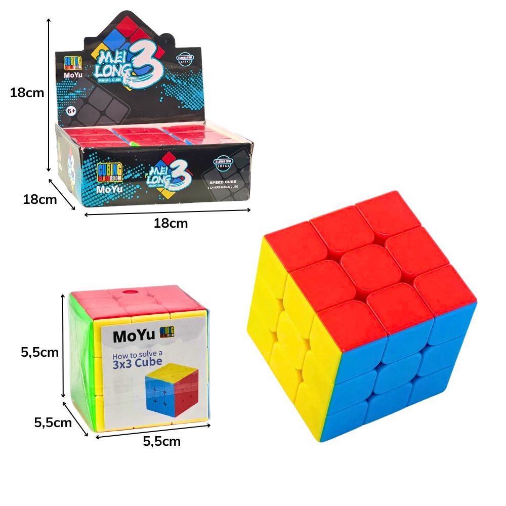 A - CUBO MAGICO MEI LONG3 MOYO NO DISPLAY COM 9 PEÇAS 