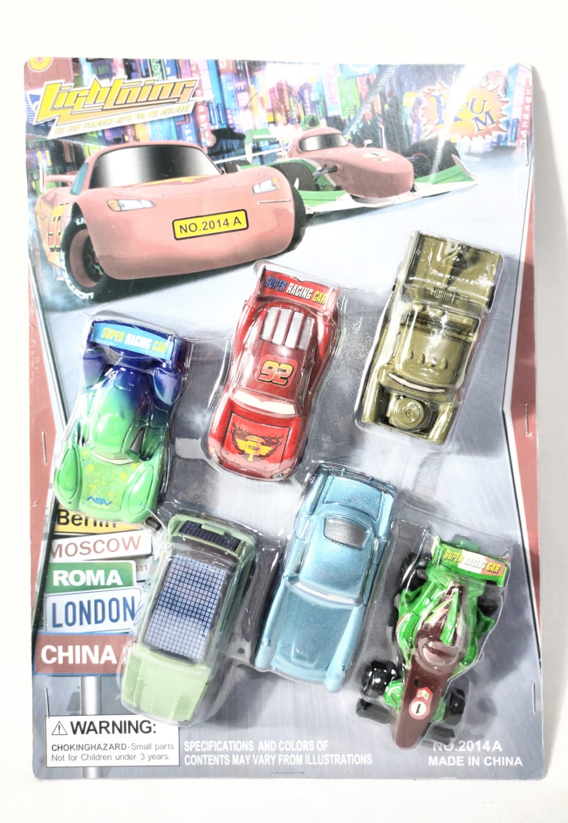  CART. CARRINHOS CARS Á FRICÇÃO C/ 6 PEÇAS