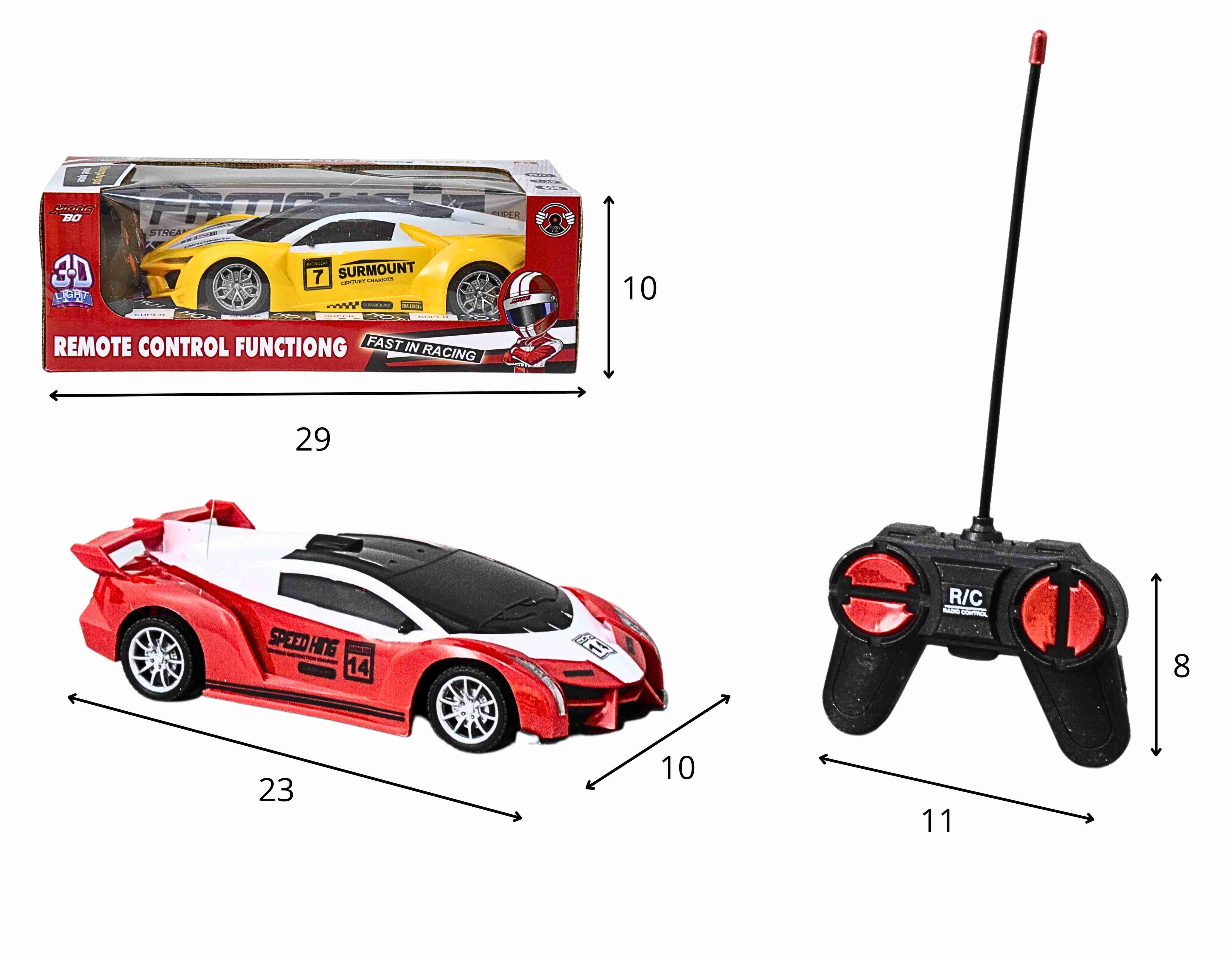F - CARRO DE CONTROLE TOTAL TIPO FERRARI A PILHA, COM ILUMINACAO NO TETO E CORES VARIADAS