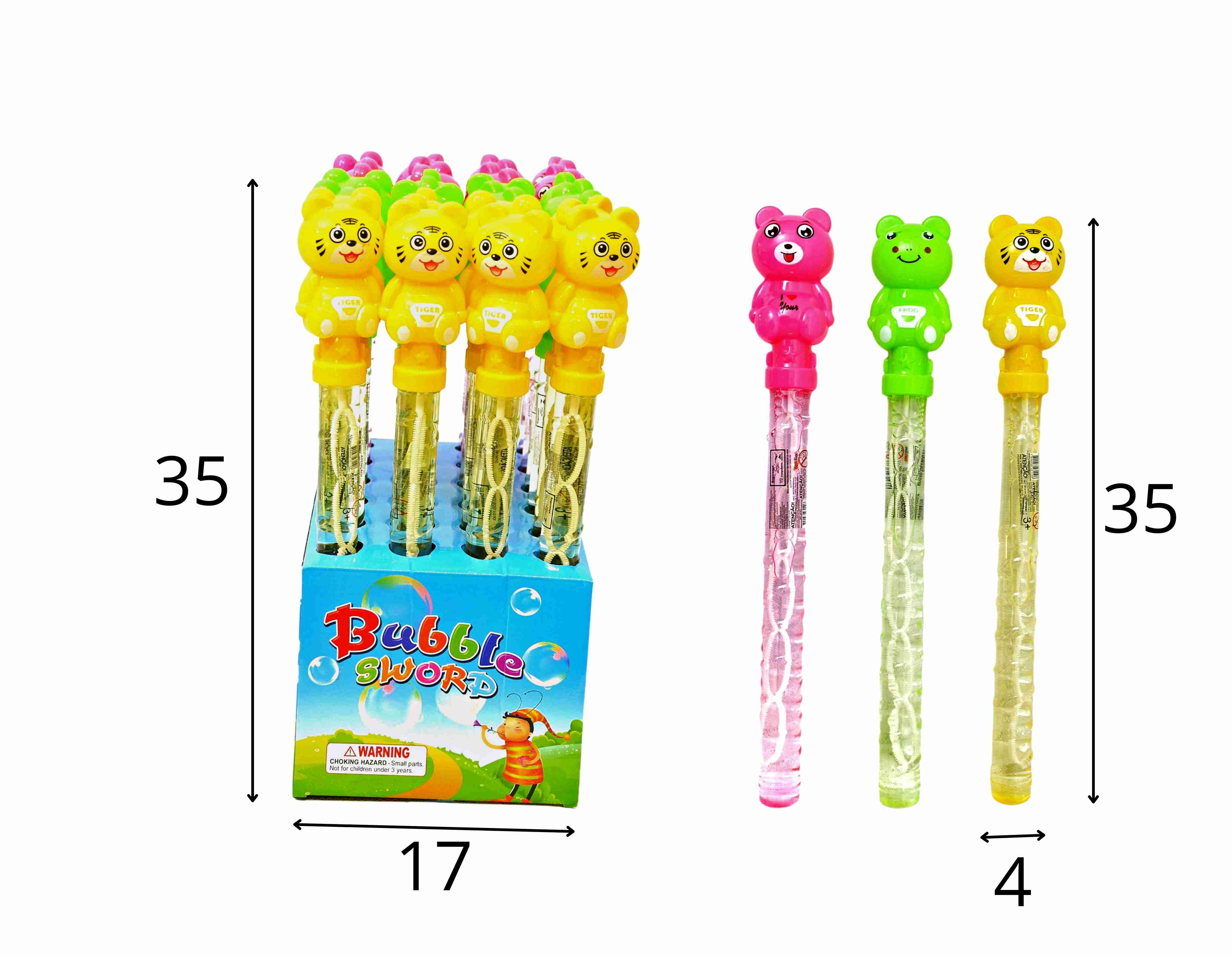 B - BASTÃO LANÇA BOLHAS DE SABÃO ANIMAIS VARIADOS NO DISPLAY COM 24 PEÇAS E CORES VARIADAS