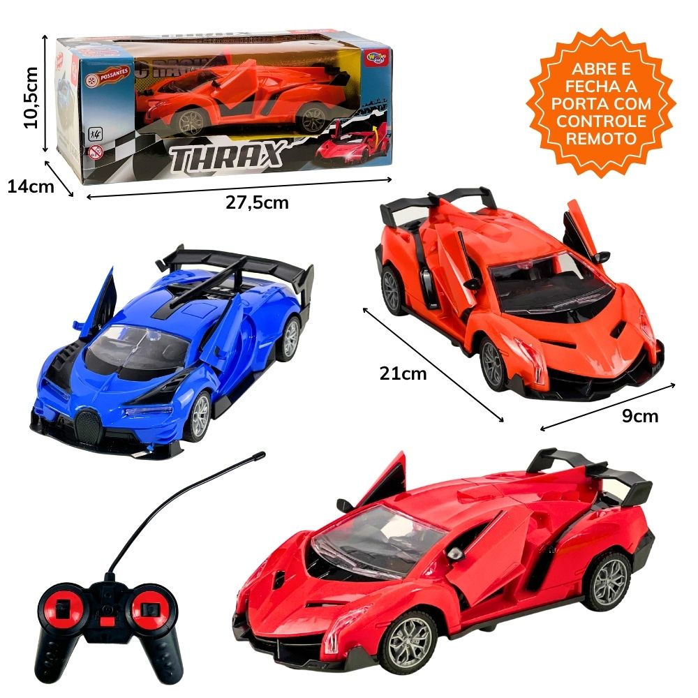 F - CARRO DE CONTROLE TOTAL TIPO FERRARI A PILHA, ABRE AS PORTAS NO CONTROLE COM CORES VARIADAS