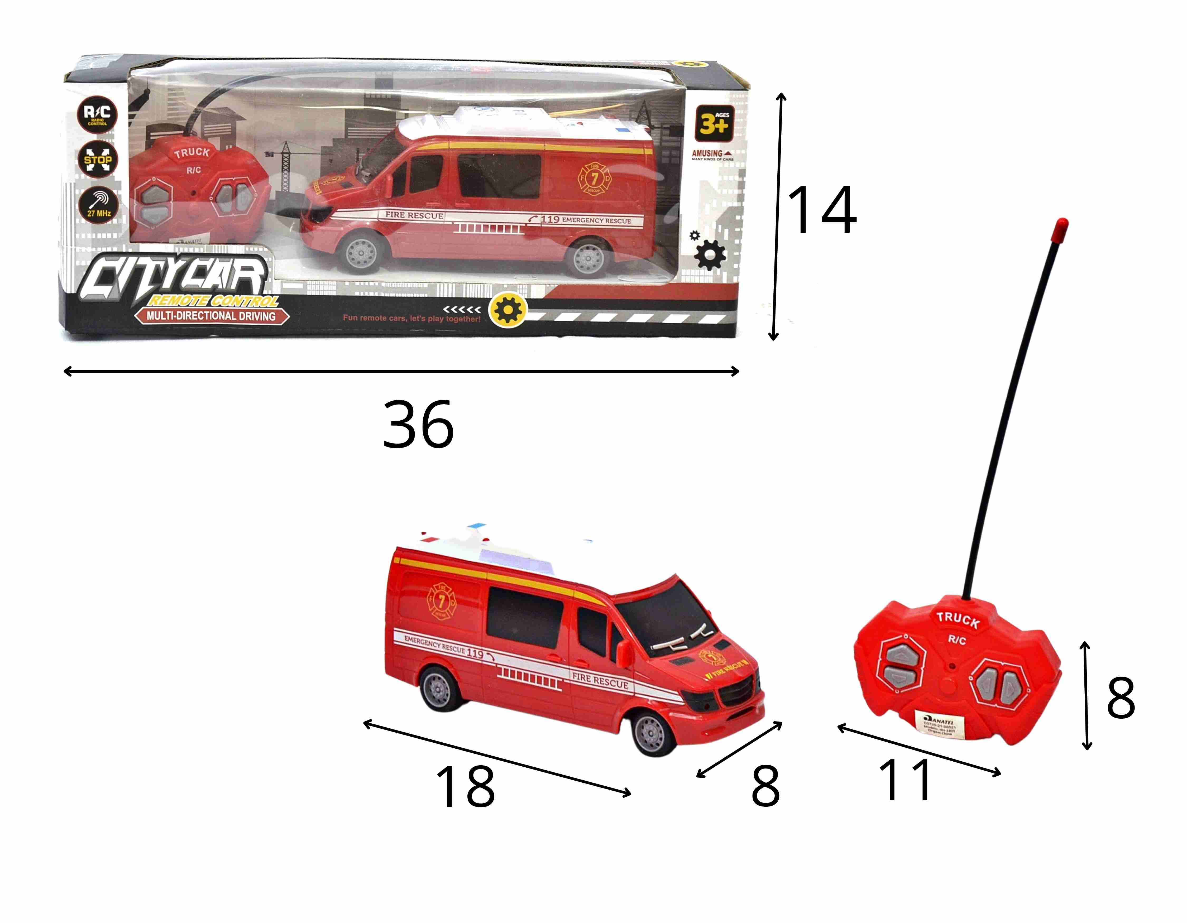 F - AMBULÂNCIA RESGATE DE CONTROLE REMOTO TOTAL COM ILUMINAÇÃO 