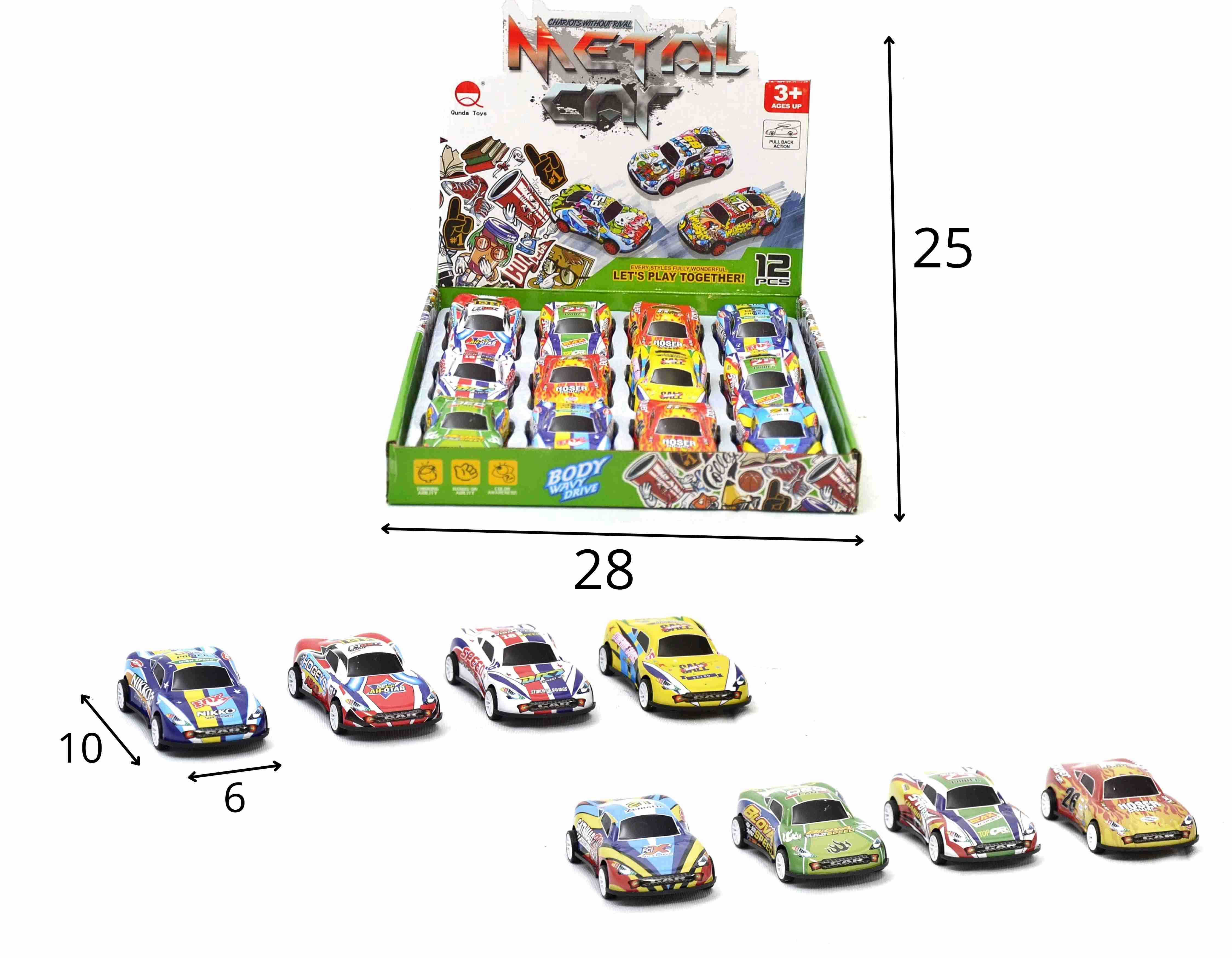 C - KIT COLEÇÃO CARROS ESPORTIVOS COLORIDOS A FRICÇÃO NO DISPLAY C/ 12 PEÇAS 